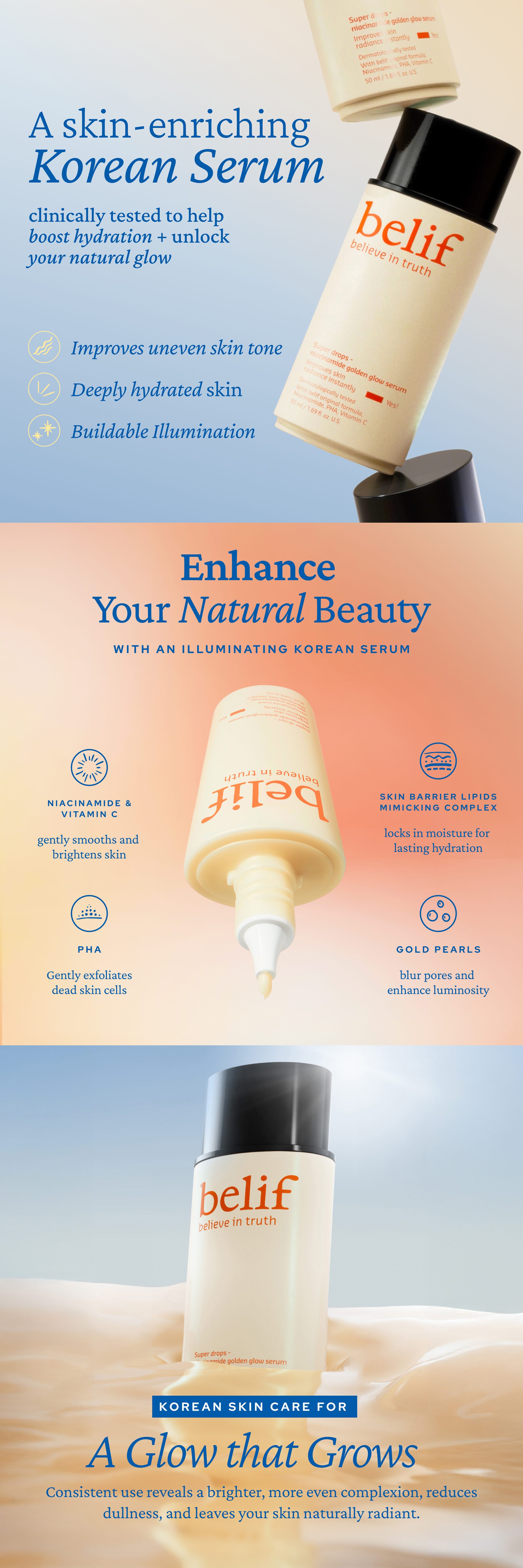 BELIF Super Drops - Niacinamide Golden Glow Serum 1.7 fl. oz.(50ml) detail 1