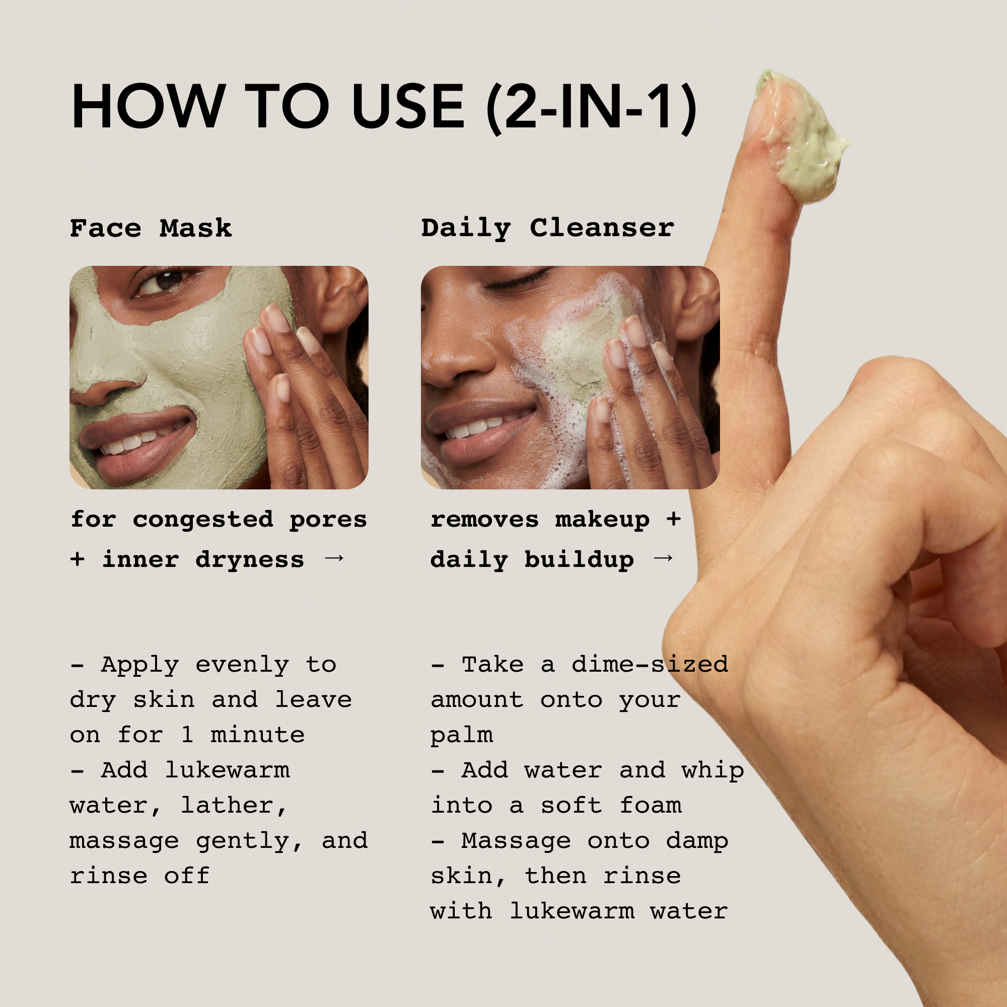 Whipped Mugwort Tea Tree Face Mask Cleanser + Madecassoside 4.5 oz.(130g) - Image 3 of 4