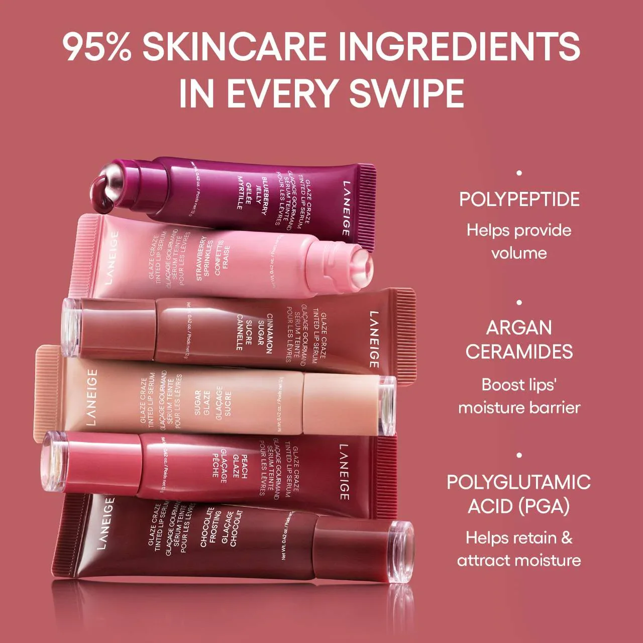 [4colors] LANEIGE Glaze Craze Tinted Lip Serum 0.42 oz.(12g) detail 3