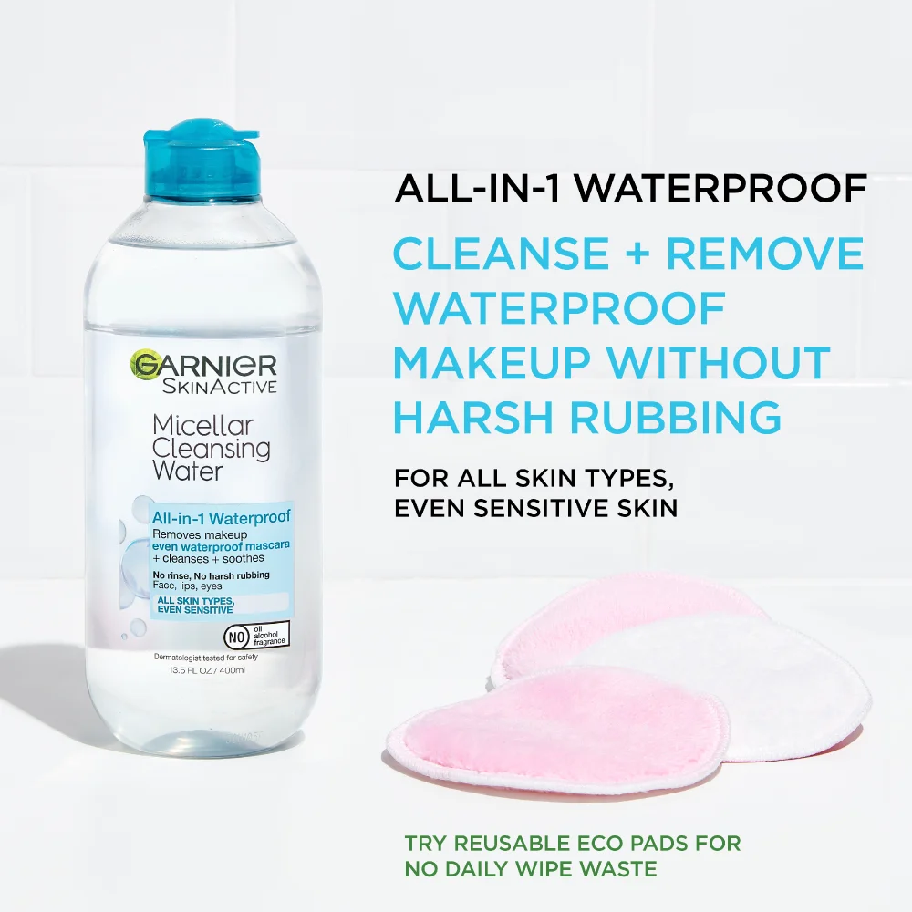 Garnier Skinactive Micellar Cleansing Water And Waterproof Makeup Remover 13.5 fl. oz.(400ml) detail 1