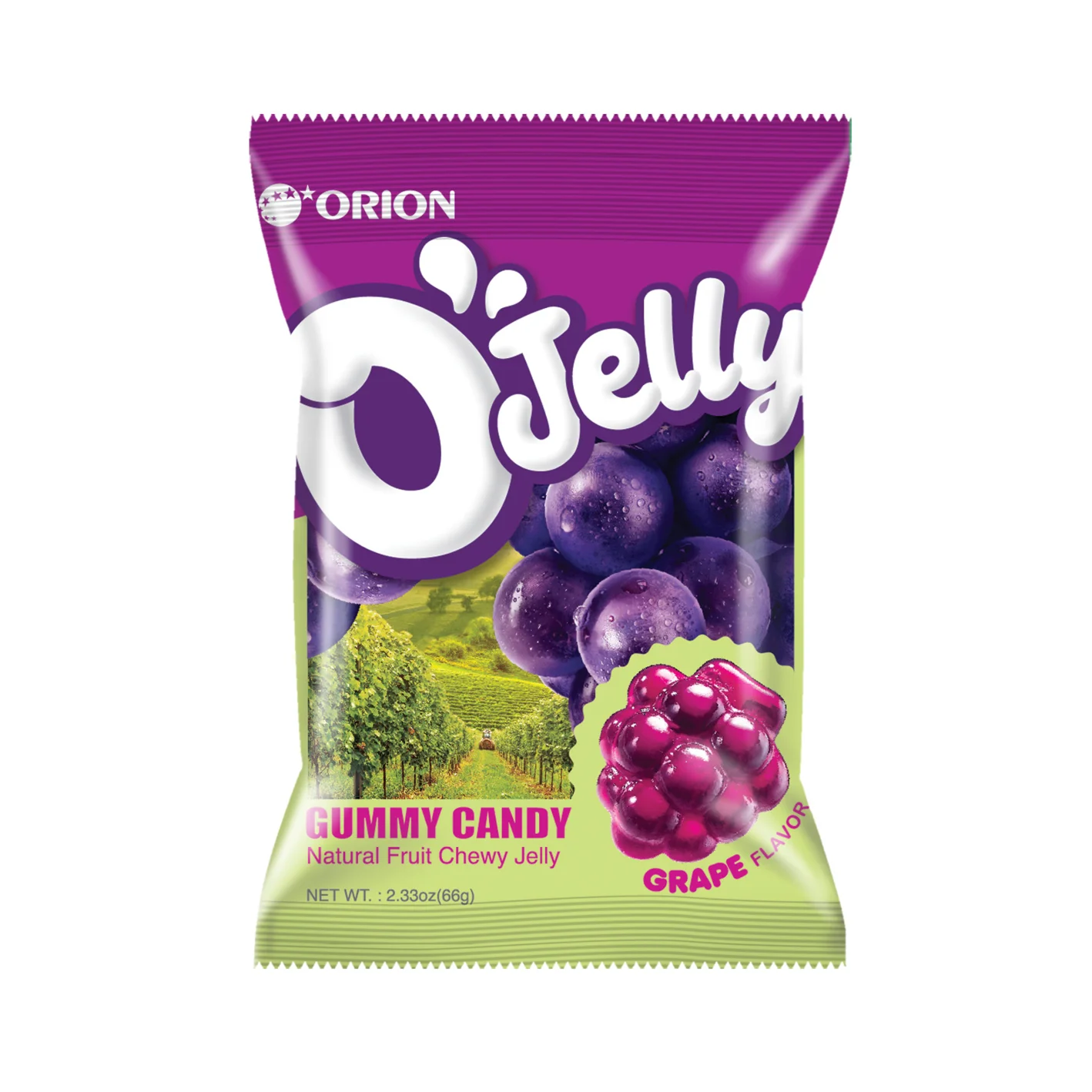 ORION Soft O'jelly Gummy Candy Grape 2.33 oz.(66g) detail 3
