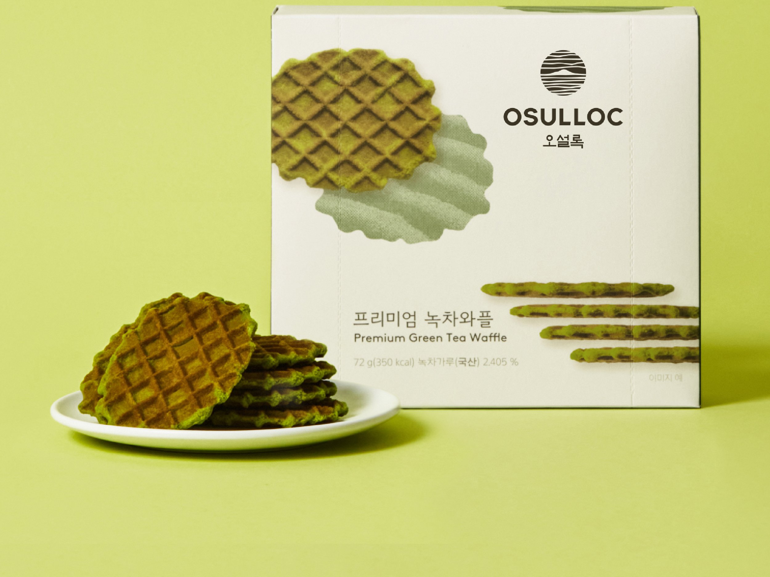 OSULLOC Premium Green Tea Waffle 0.32 oz.(9g) x 8ea detail 2