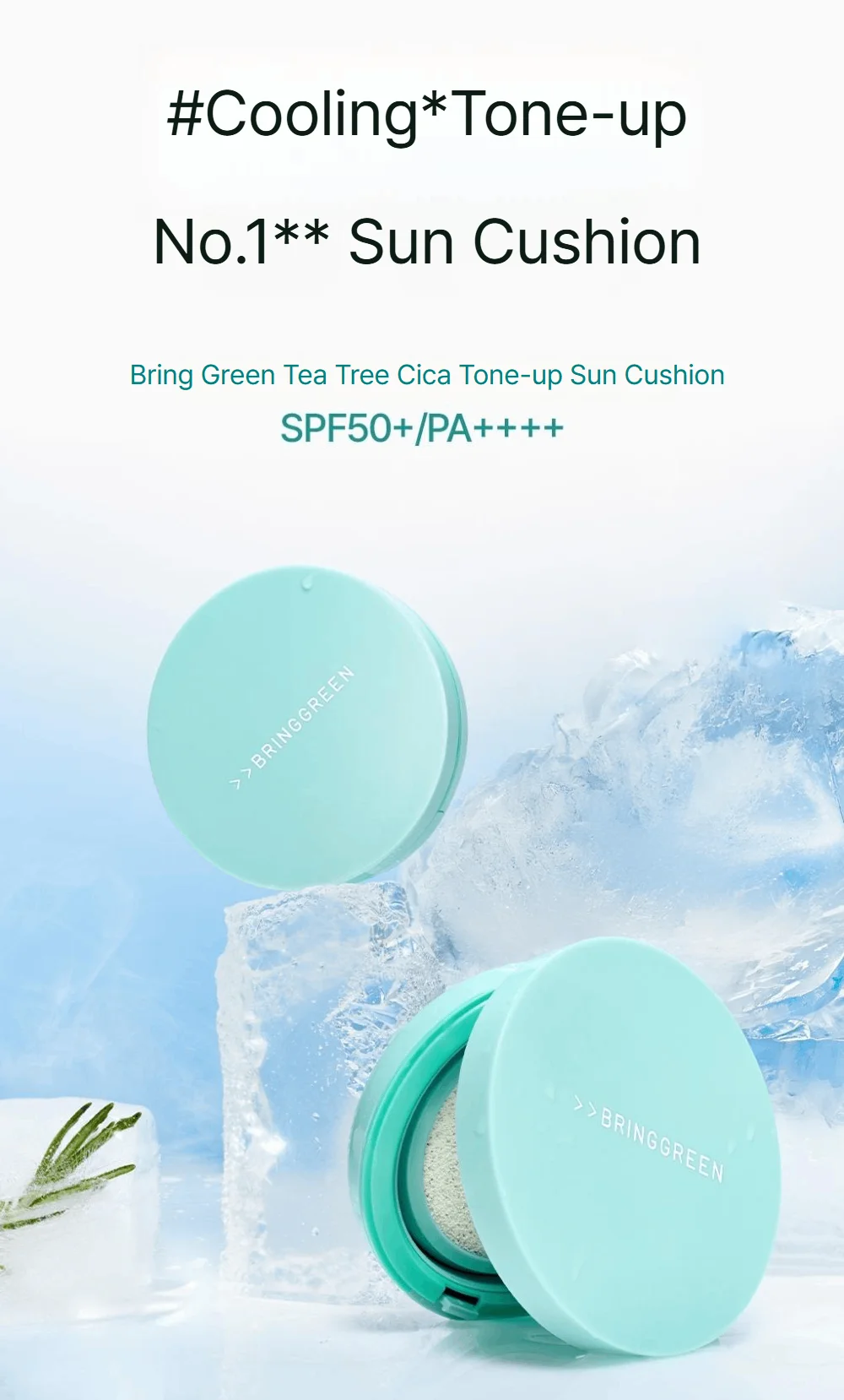 BRING GREEN Tea Tree Cica Sun Cushion (OTC) 0.52 oz.(15g) detail 3