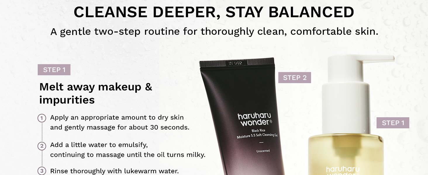 HARUHARU WONDER Complete Cleansing Duo Set (Cleansing Oil 5.07 fl. oz.(150ml) + Cleansing Gel 3.38 fl. oz.(100ml)) detail 2