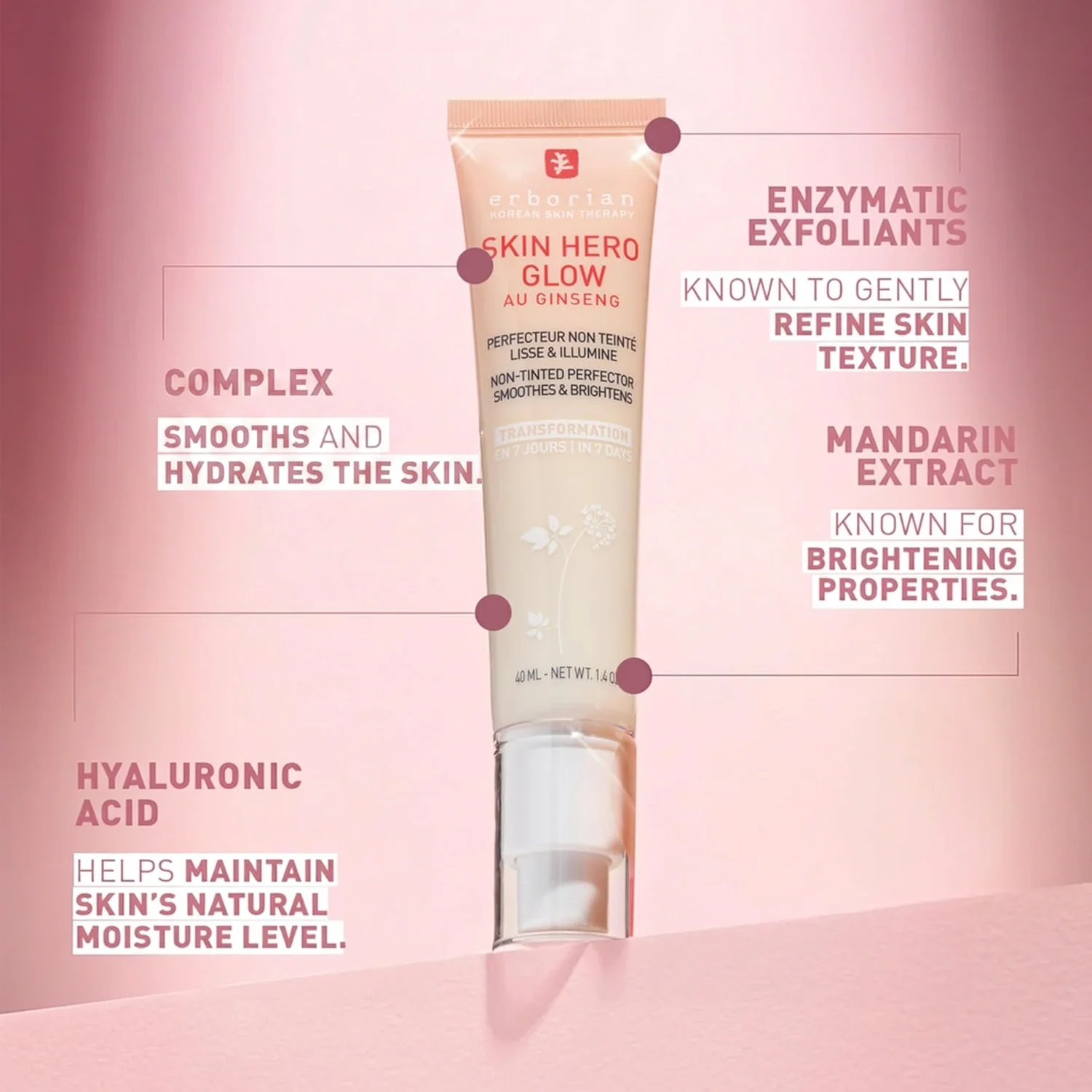 Erborian Skin Hero Glow Au Ginseng Non-tinted Perfector 1.4 oz.(40ml) detail 4