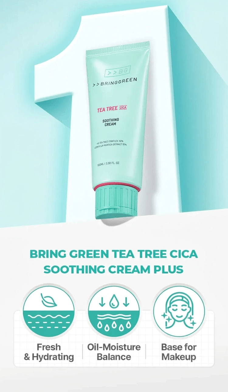 BRING GREEN Tea Tree Cica Soothing Cream Plus 3.38 fl. oz.(100ml
