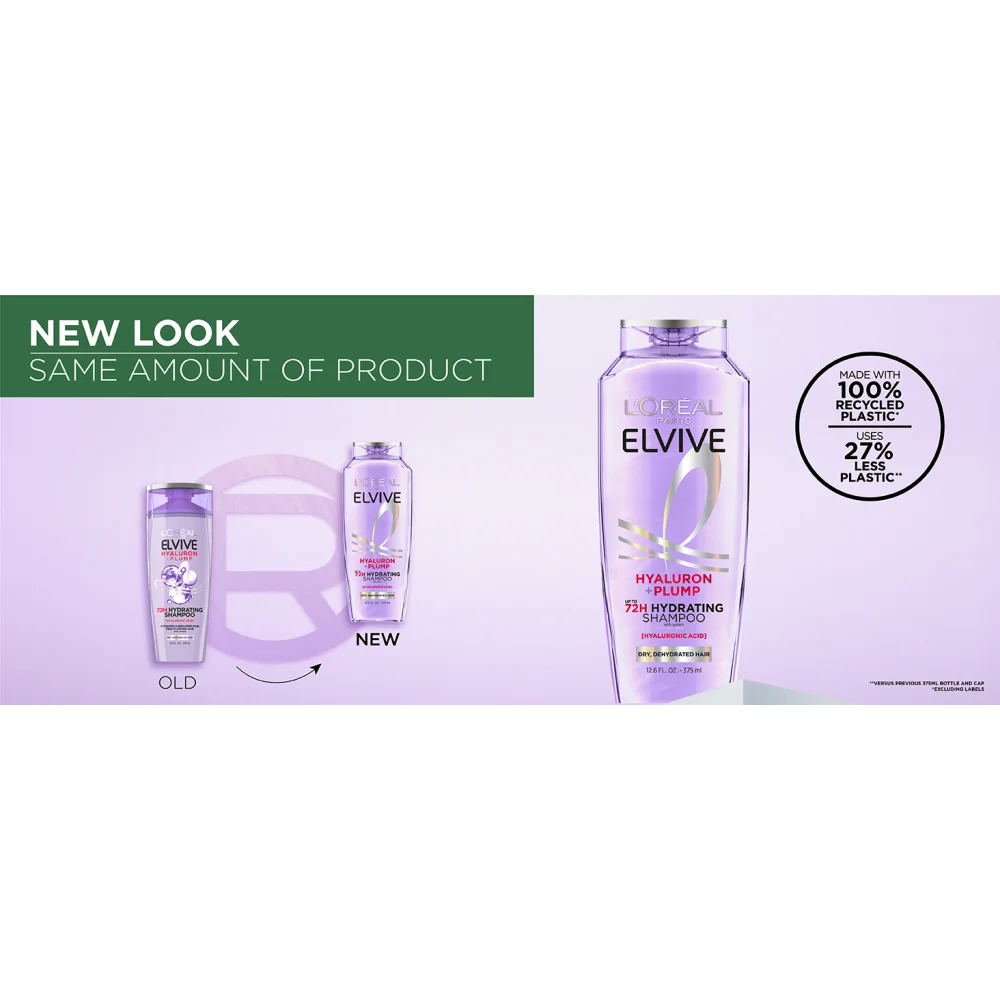L'Oreal Paris Elvive Hyaluron Plump Hydrating Shampoo Paraben Free For Dry Hair 12.6 fl. oz.(375ml) detail 2