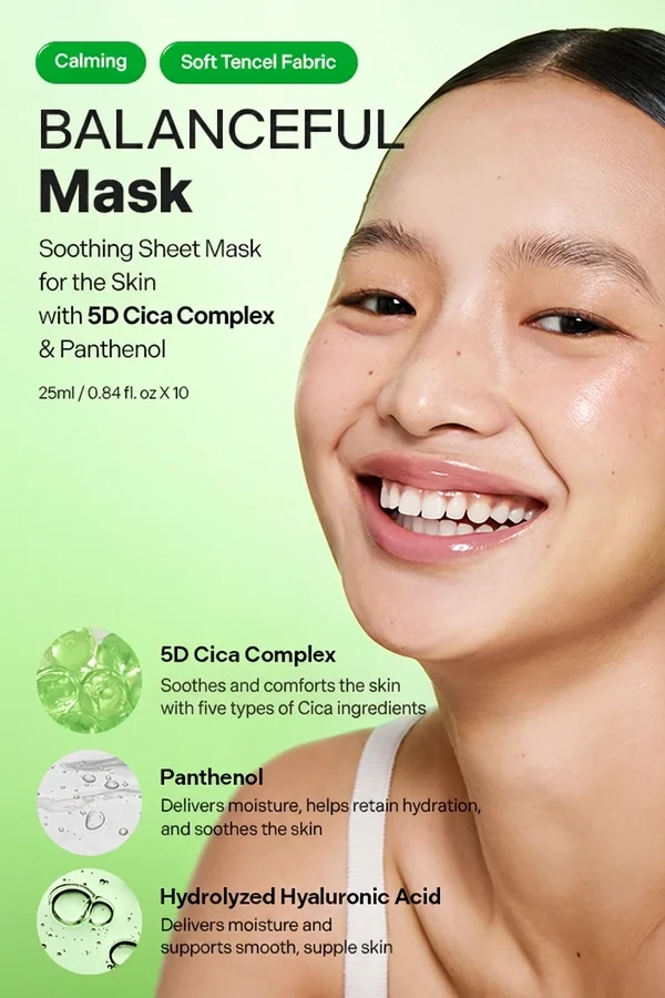 Torriden Balanceful Cica Mask 10ct 0.85 fl. oz.(25ml) detail 1