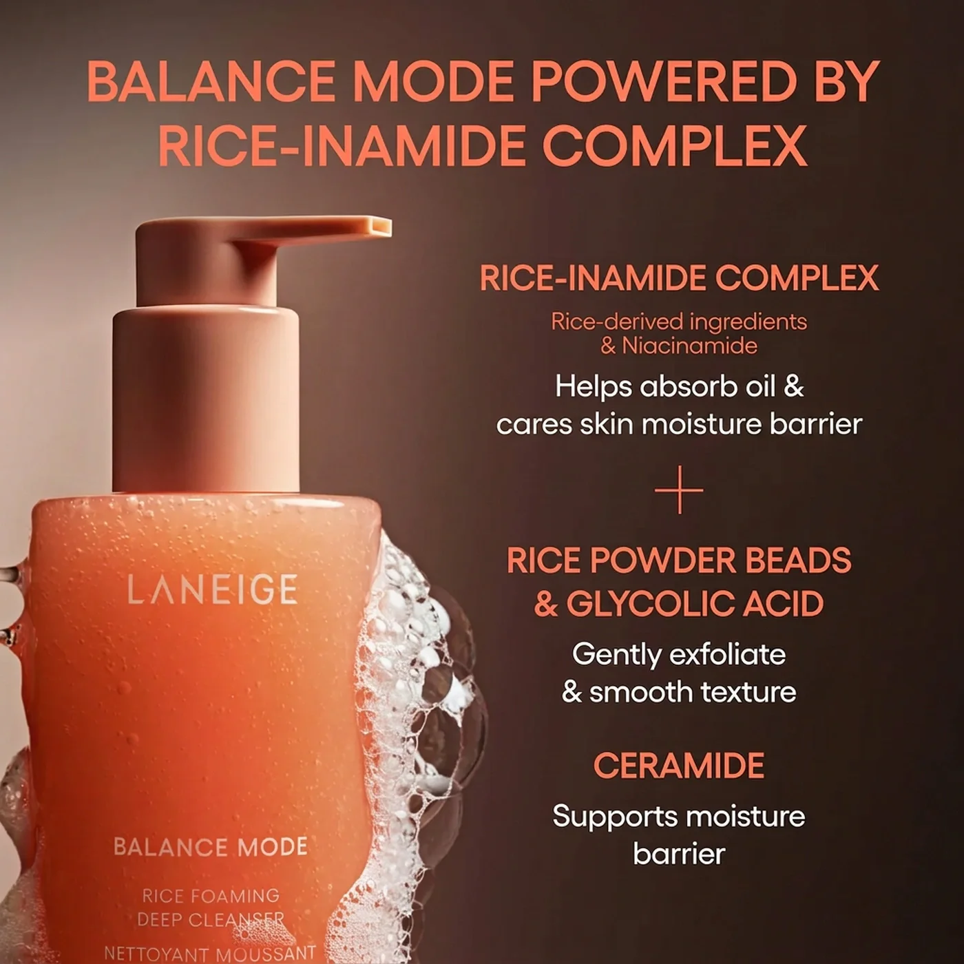 LANEIGE Balance Mode Rice Foaming Deep Cleanser 8.45 fl. oz.(250ml) detail 5