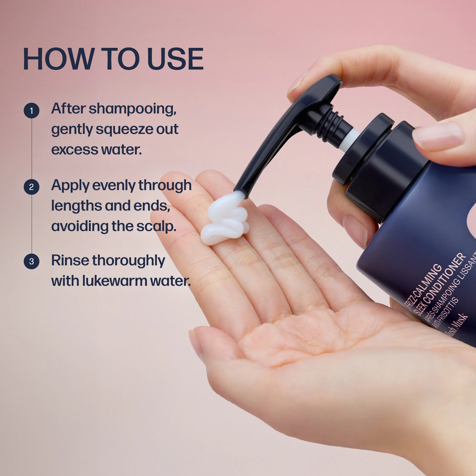 UNOVE Frizz-calming Sleek Conditioner Blush Musk 9.8 fl. oz.(290ml) detail 2