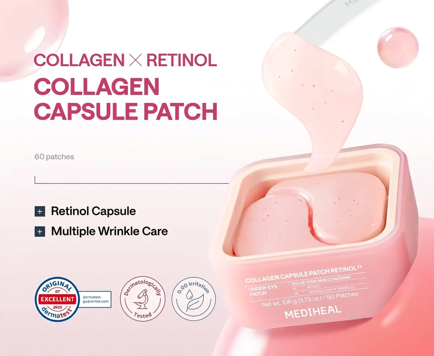 MEDIHEAL Collagen Capsule Patch Retinol EX Under-Eye Patches 60 Patches 3.73 fl. oz.(106g) detail 1