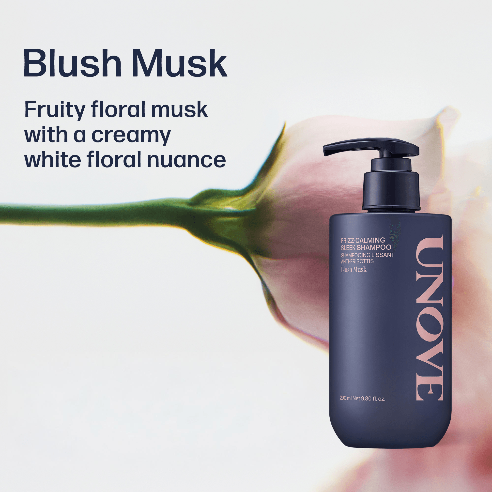 UNOVE Frizz-calming Sleek Shampoo Blush Musk 9.8 fl. oz.(290ml) detail 5