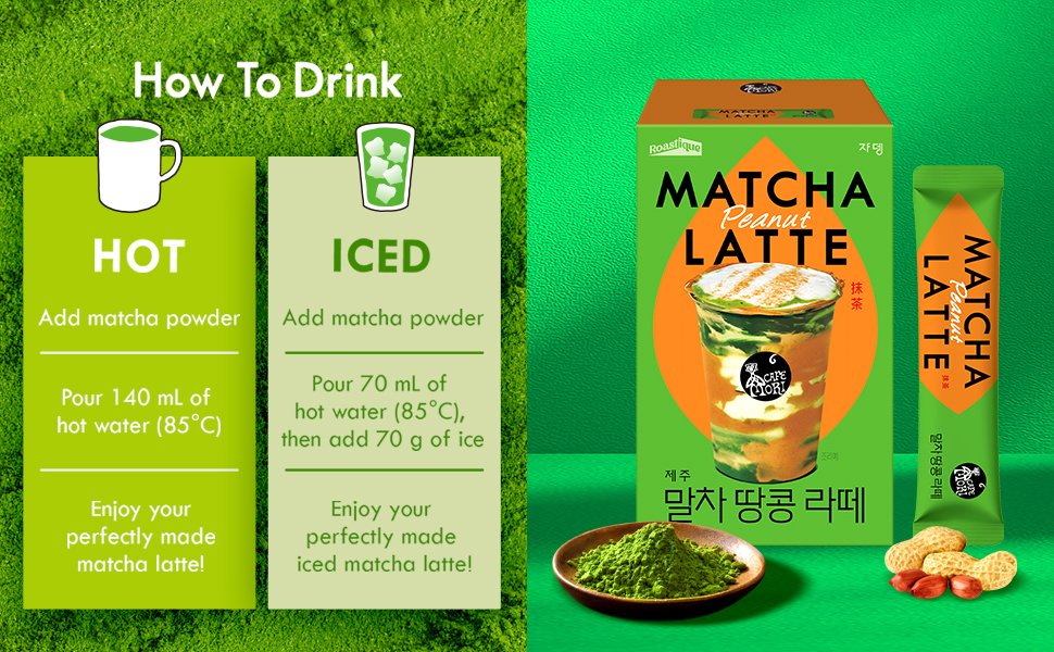 JARDIN Roastique Cafe Mori Peanut Matcha Latte 0.74 oz.(21g) x 10sticks detail 3
