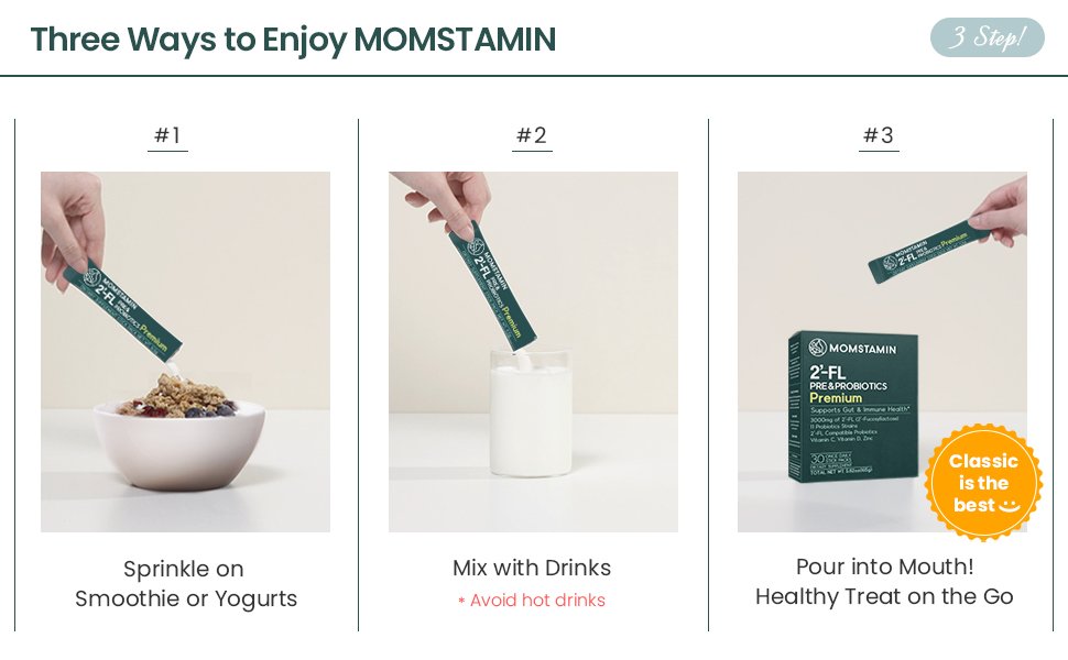MOMSTAMIN HMO 2'-FL Prebiotic Probiotic Fiber Powder Stick 0.19 oz.(5.5g) x 30ea detail 5