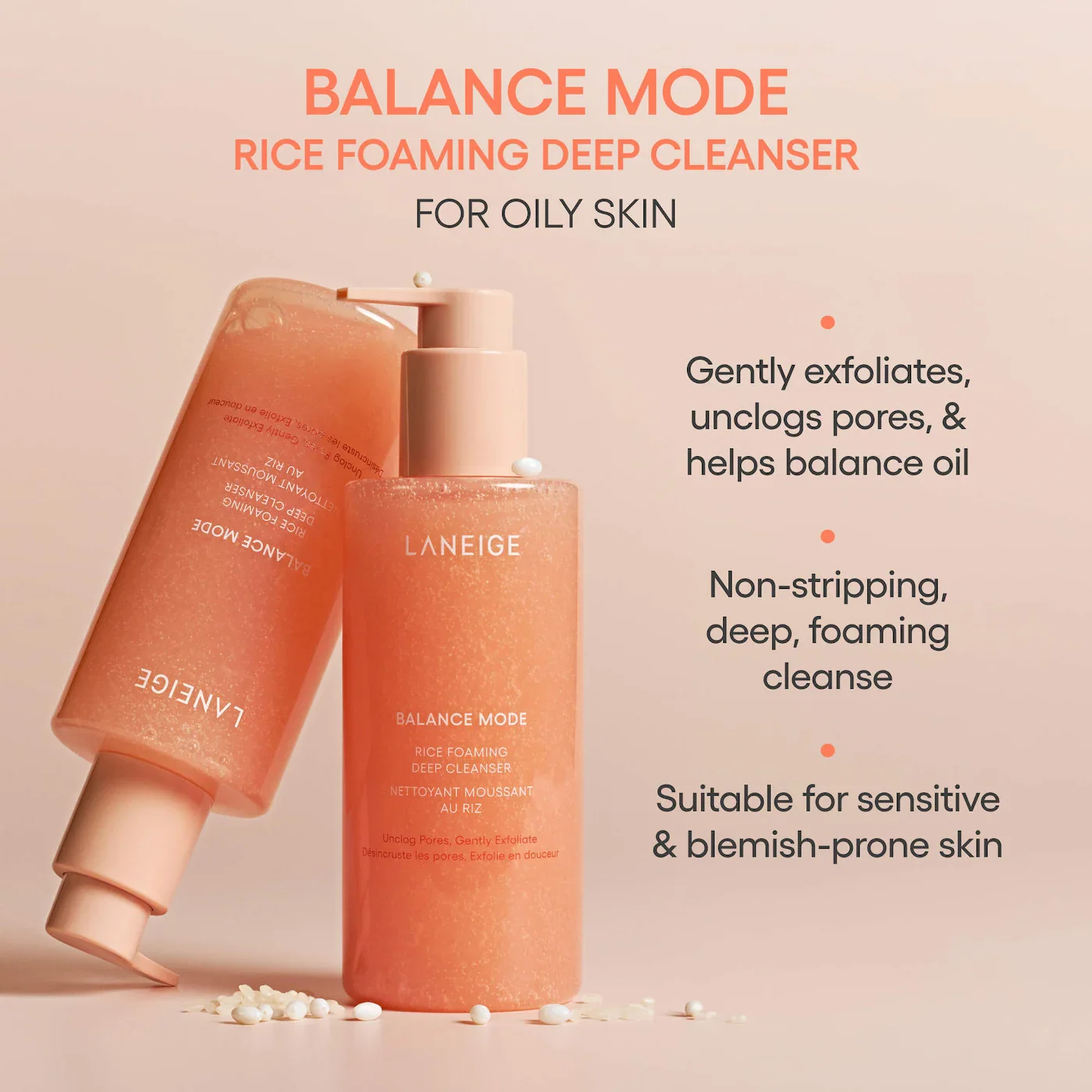 LANEIGE Balance Mode Rice Foaming Deep Cleanser 8.45 fl. oz.(250ml) detail 2