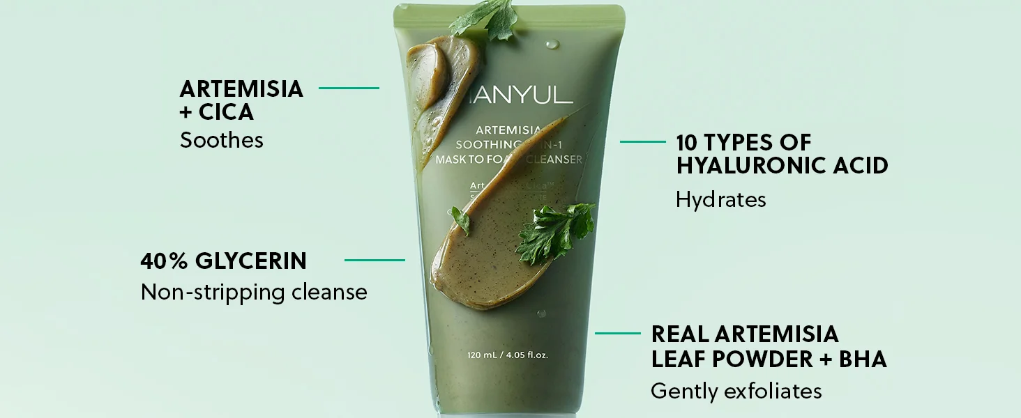 HANYUL Artemisia Soothing 2‑in‑1 Mask To Foam Cleanser 4.05 fl. oz.(120ml) detail 3