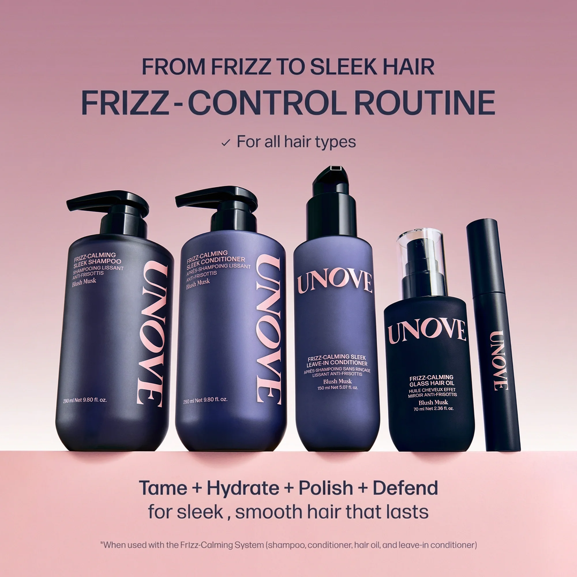 UNOVE Frizz-calming Sleek Conditioner Blush Musk 9.8 fl. oz.(290ml) detail 6