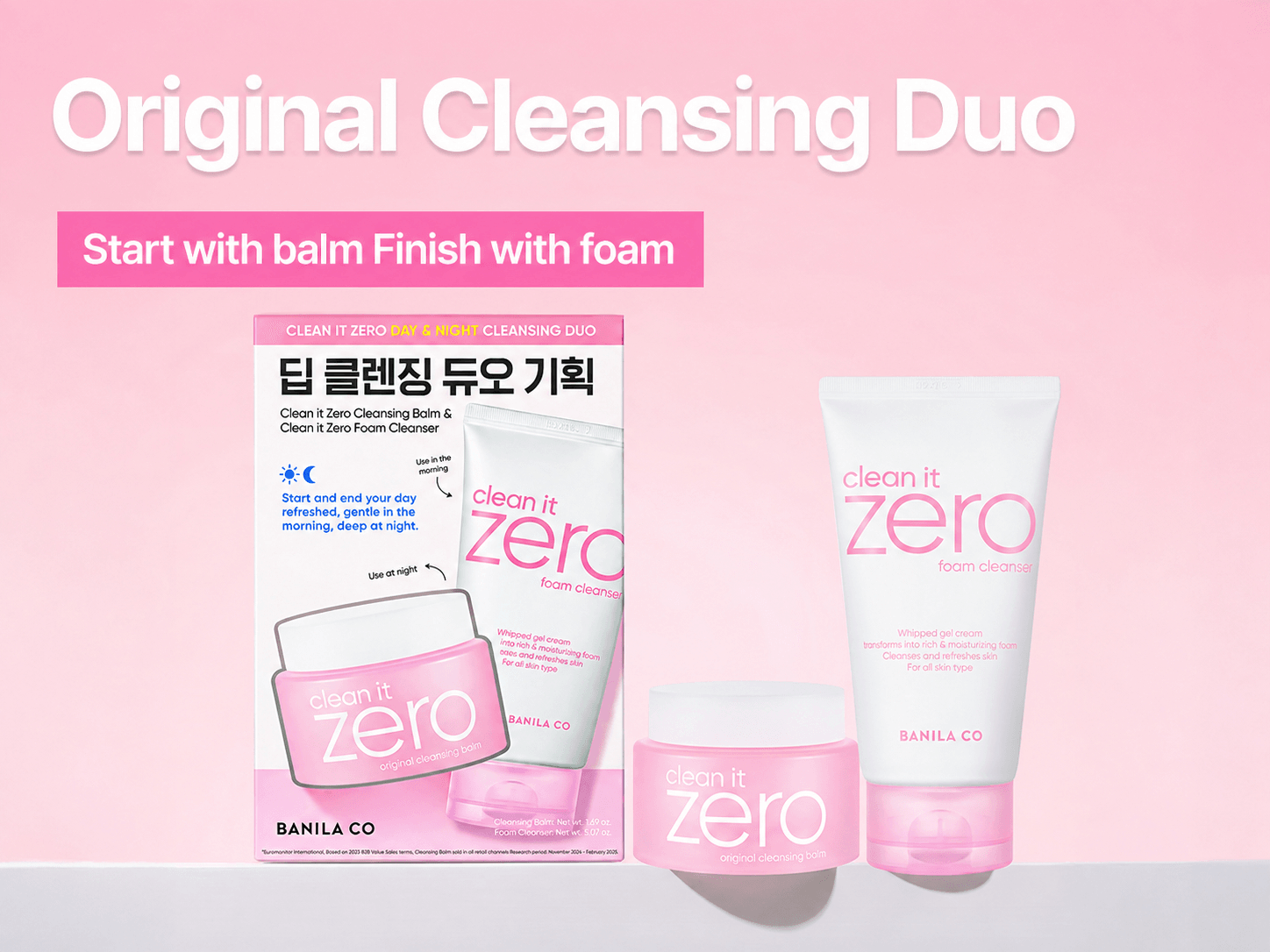 BANILA CO Clean it Zero Day & Night Cleansing Duo Set (Cleansing Balm 1.69 oz.(50ml) + Foam Cleanser 5.07 oz.(150ml)) detail 1