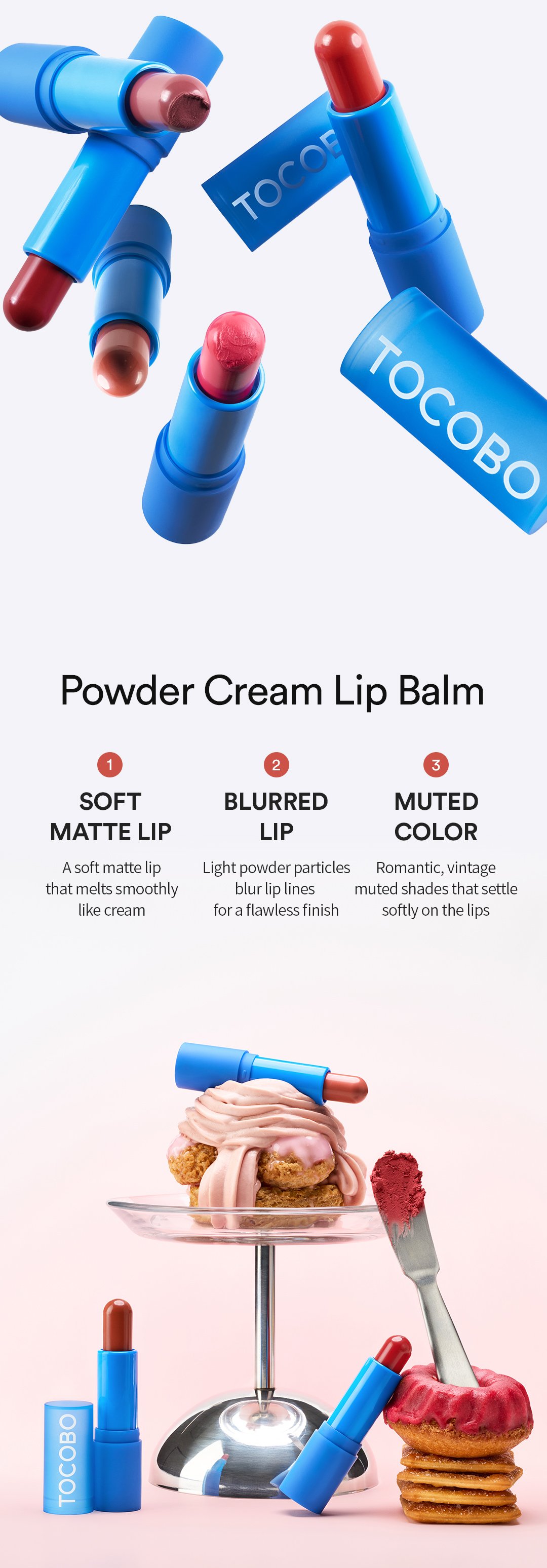 [3colors] TOCOBO Powder Cream Lip Balm 0.12 oz.(3.5g) detail 2