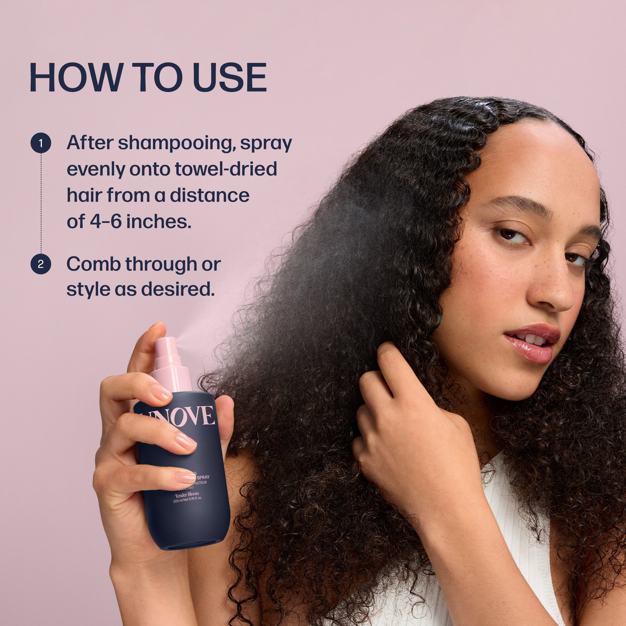 UNOVE Detangling Heat Protectant Spray Tender Bloom 6.8 fl. oz.(200ml) detail 3