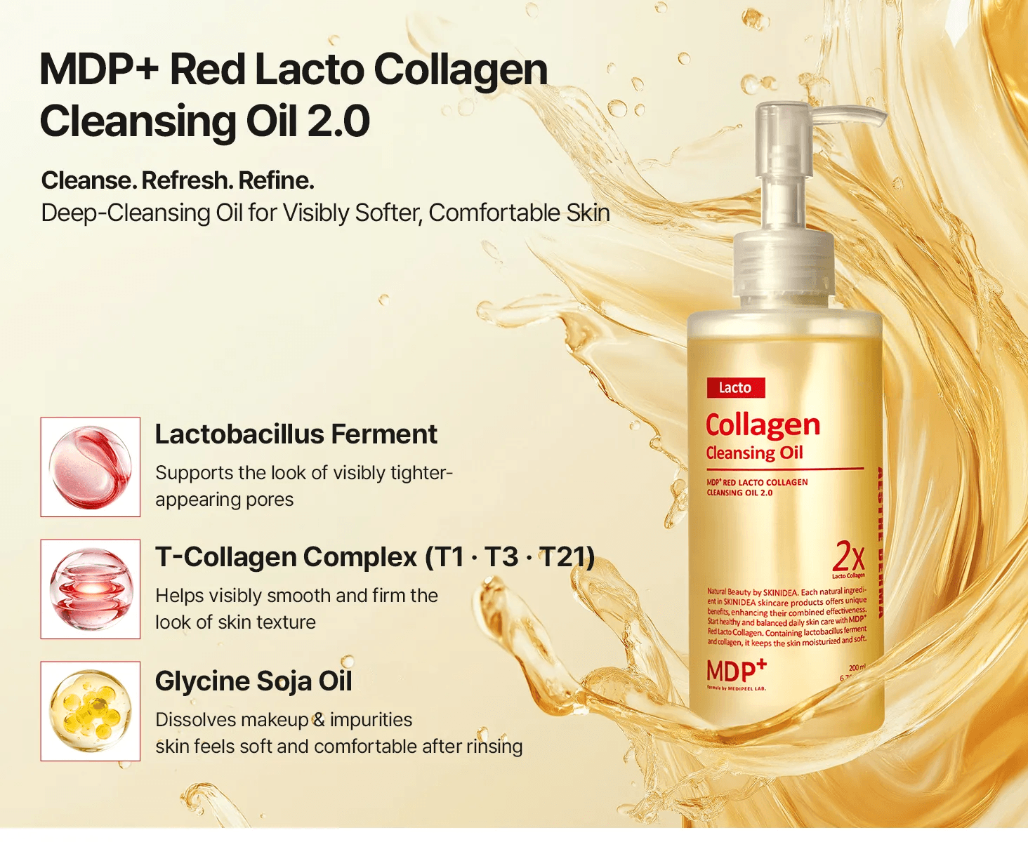 MDP Red Lacto Collagen Cleansing Oil 2.0 / 6.76 fl. oz.(200ml) detail 1