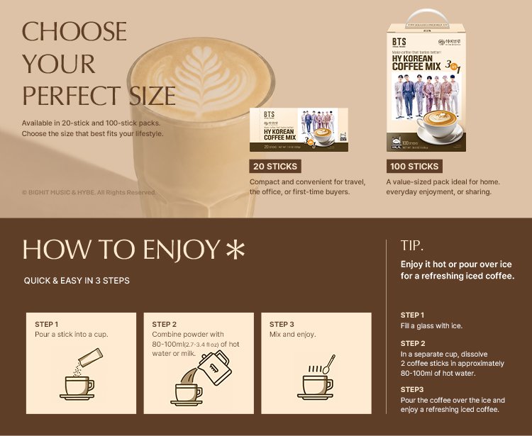 HY Korean Coffee Mix 0.39 oz.(11g) x 20ea detail 2