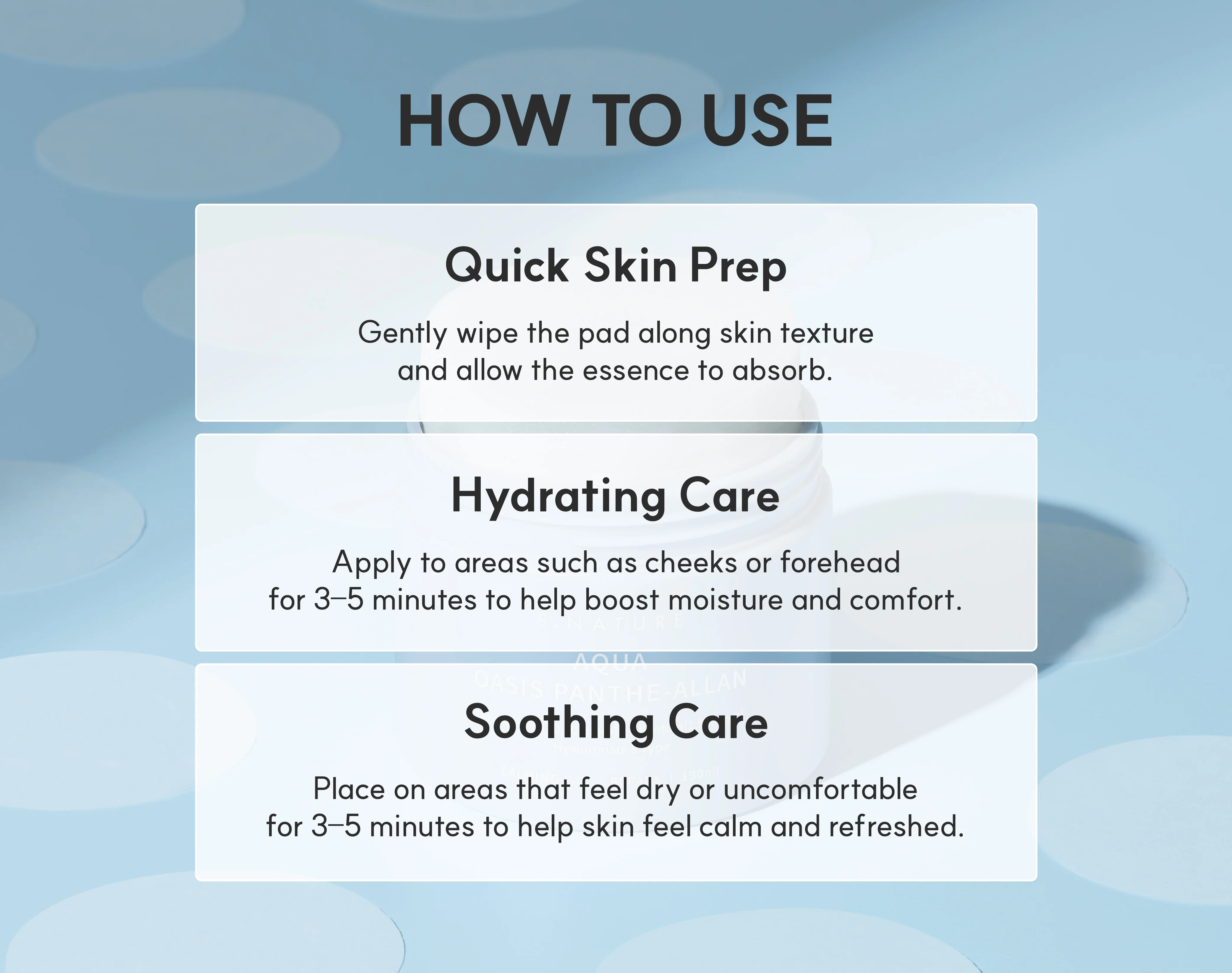 S.NATURE Aqua Oasis Panthe-Allan Calming 60 Pads 6.42 fl. oz.(190ml) detail 3