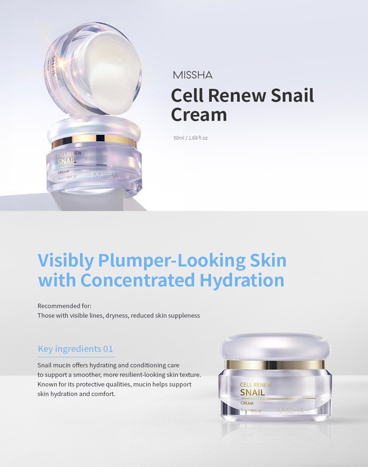 MISSHA Cell Renew Snail Mucin Vitamin C Cream 1.69 fl. oz.(50ml) detail 1