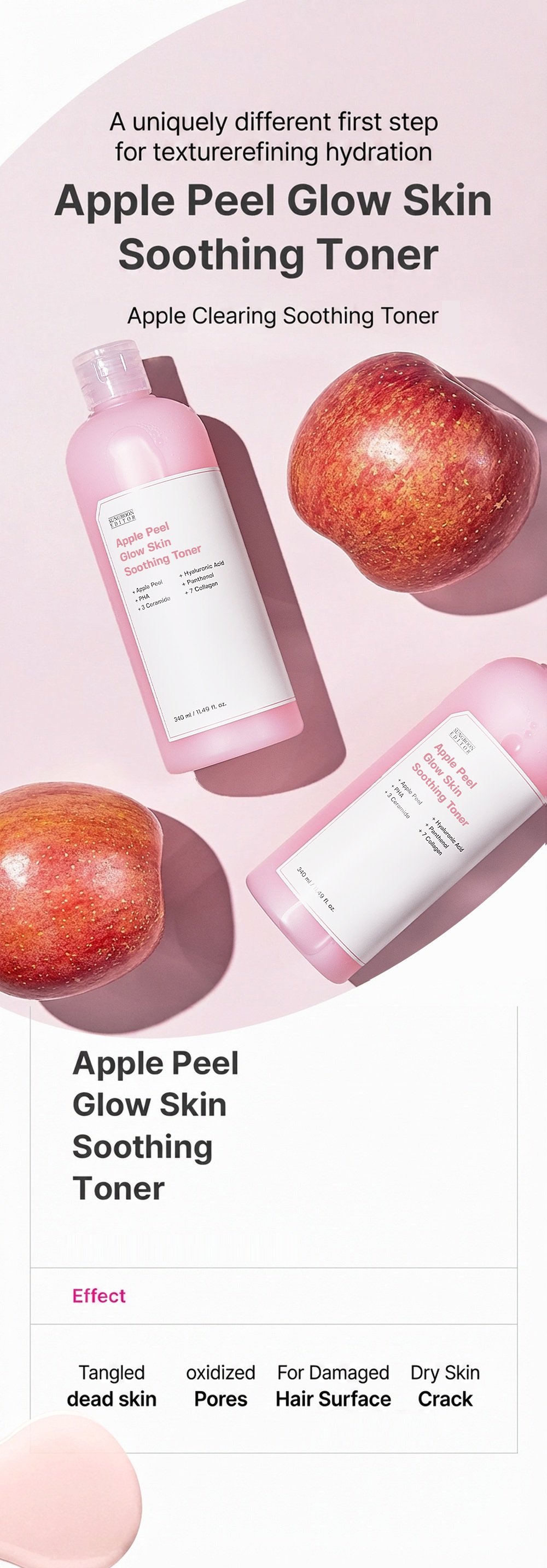 SUNGBOON EDITOR Apple Peel Glow Skin Soothing Toner 11.49 fl. oz.(340ml) detail 2
