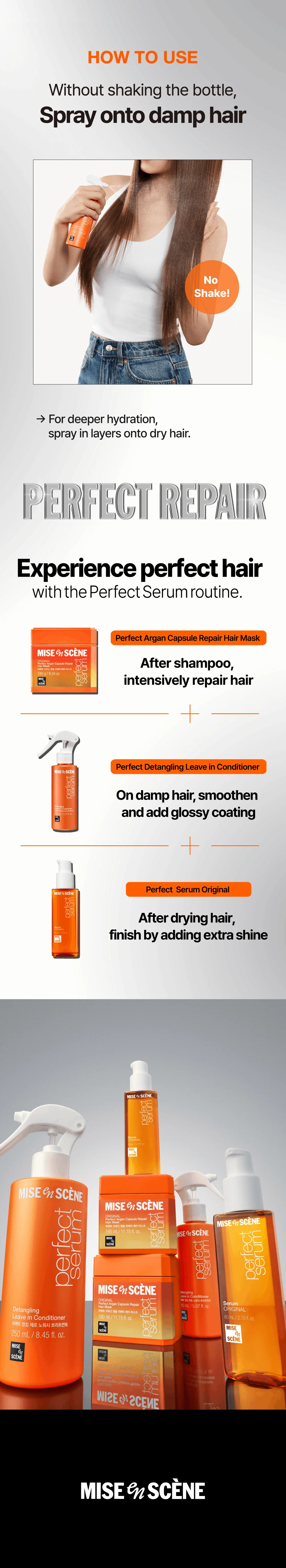 Mise-en-scene Perfect Serum Detangling Leave In Conditioner 5.07 fl. oz.(150ml) detail 4