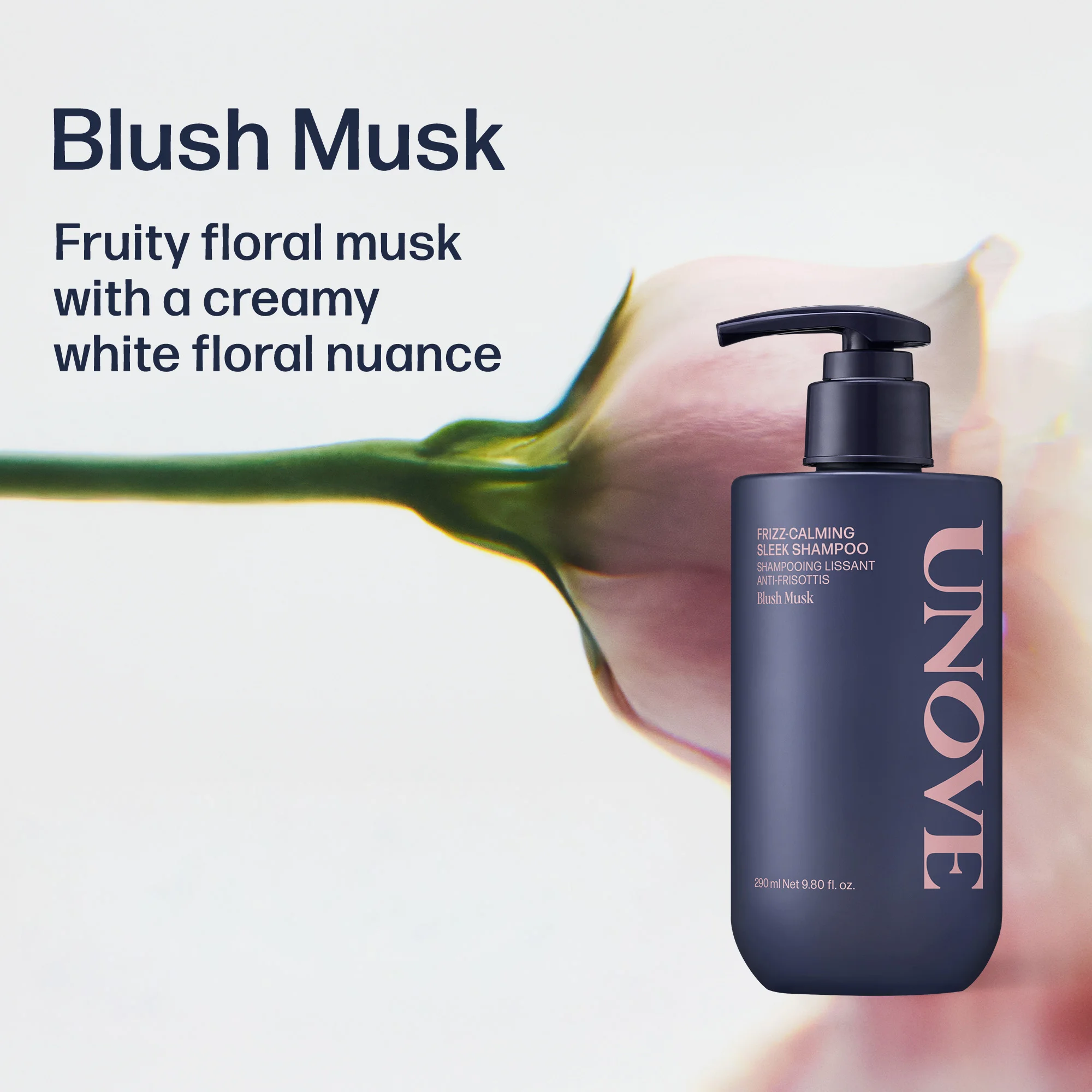 UNOVE Frizz-calming Sleek Conditioner Blush Musk 9.8 fl. oz.(290ml) detail 1