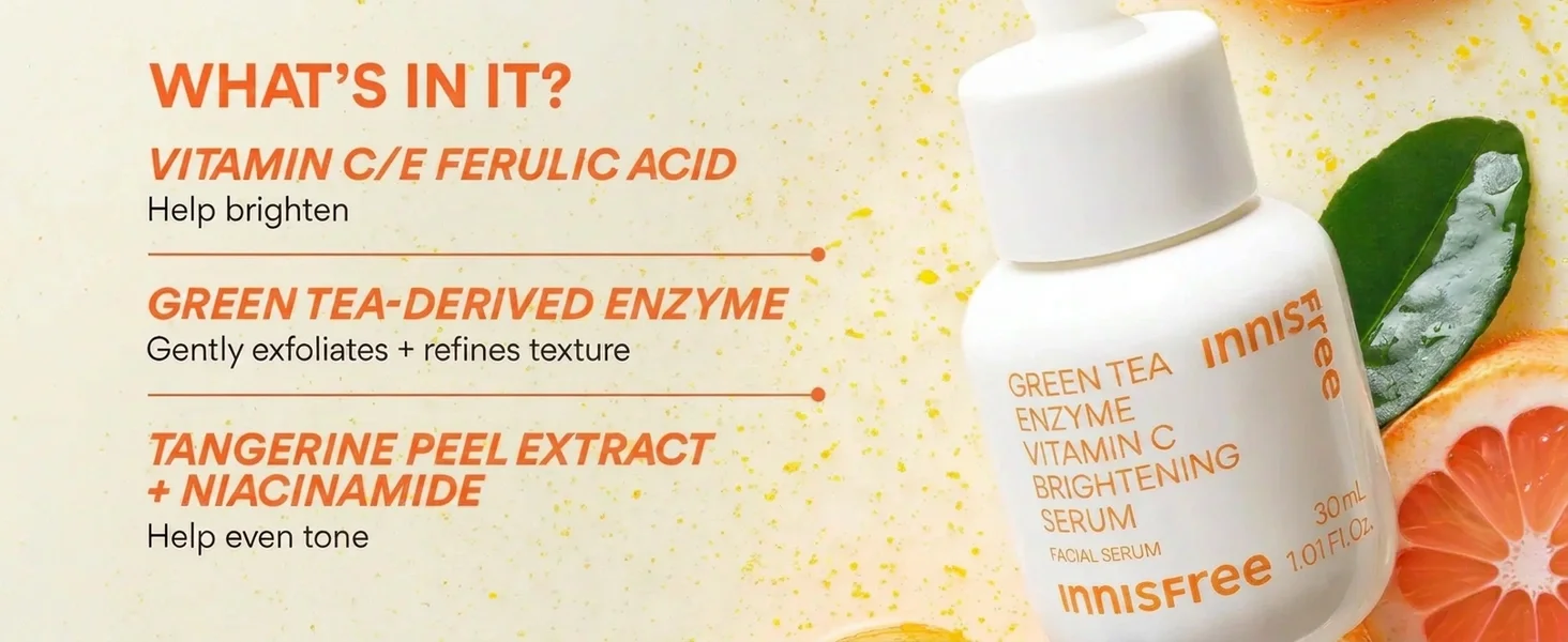 innisfree Green Tea Enzyme Vitamin C Brightening Serum 1 fl. oz.(30ml) detail 6
