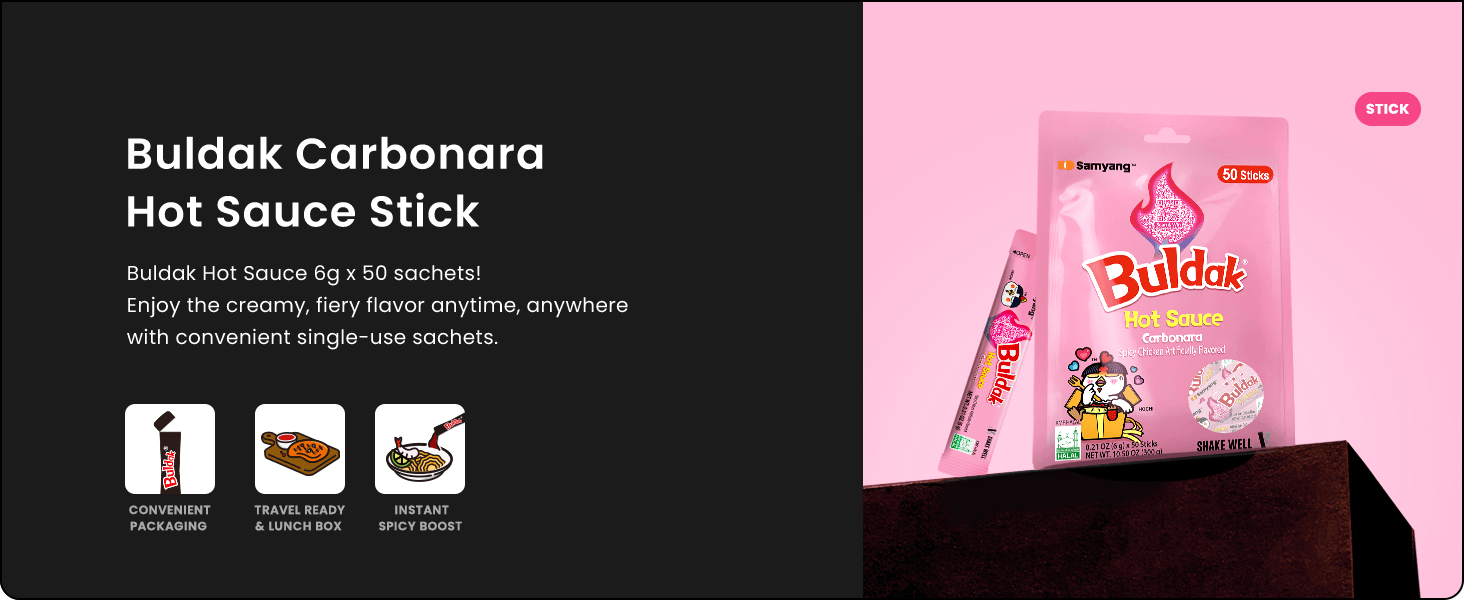 [2flavors] SAMYANG Buldak Hot Sauce Stick 0.21 oz.(6g) x 50ea detail 1