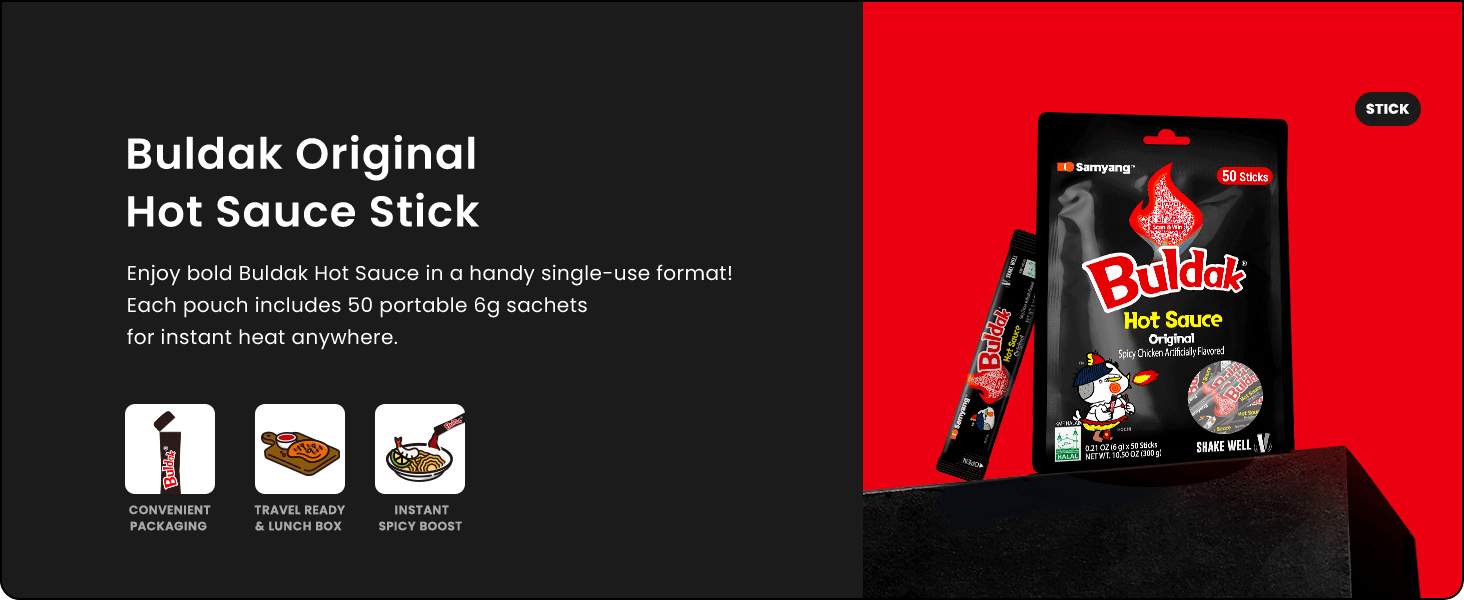 [2flavors] SAMYANG Buldak Hot Sauce Stick 0.21 oz.(6g) x 50ea detail 2