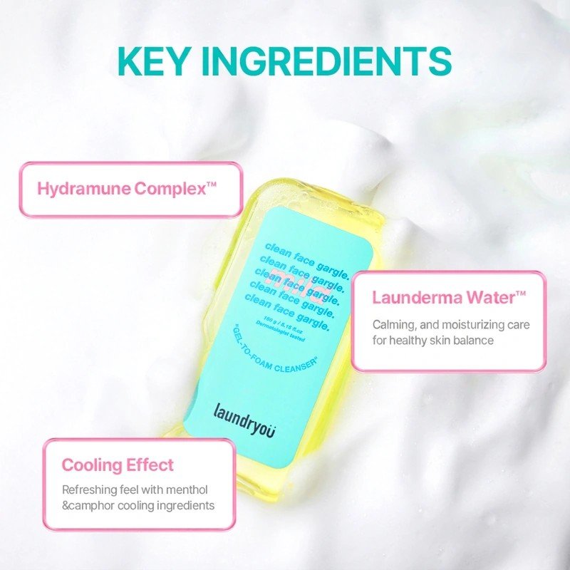 laundryou Clean Face Gargle Gel-to-foam Cleanser Mild 5.64 oz.(160g) detail 2