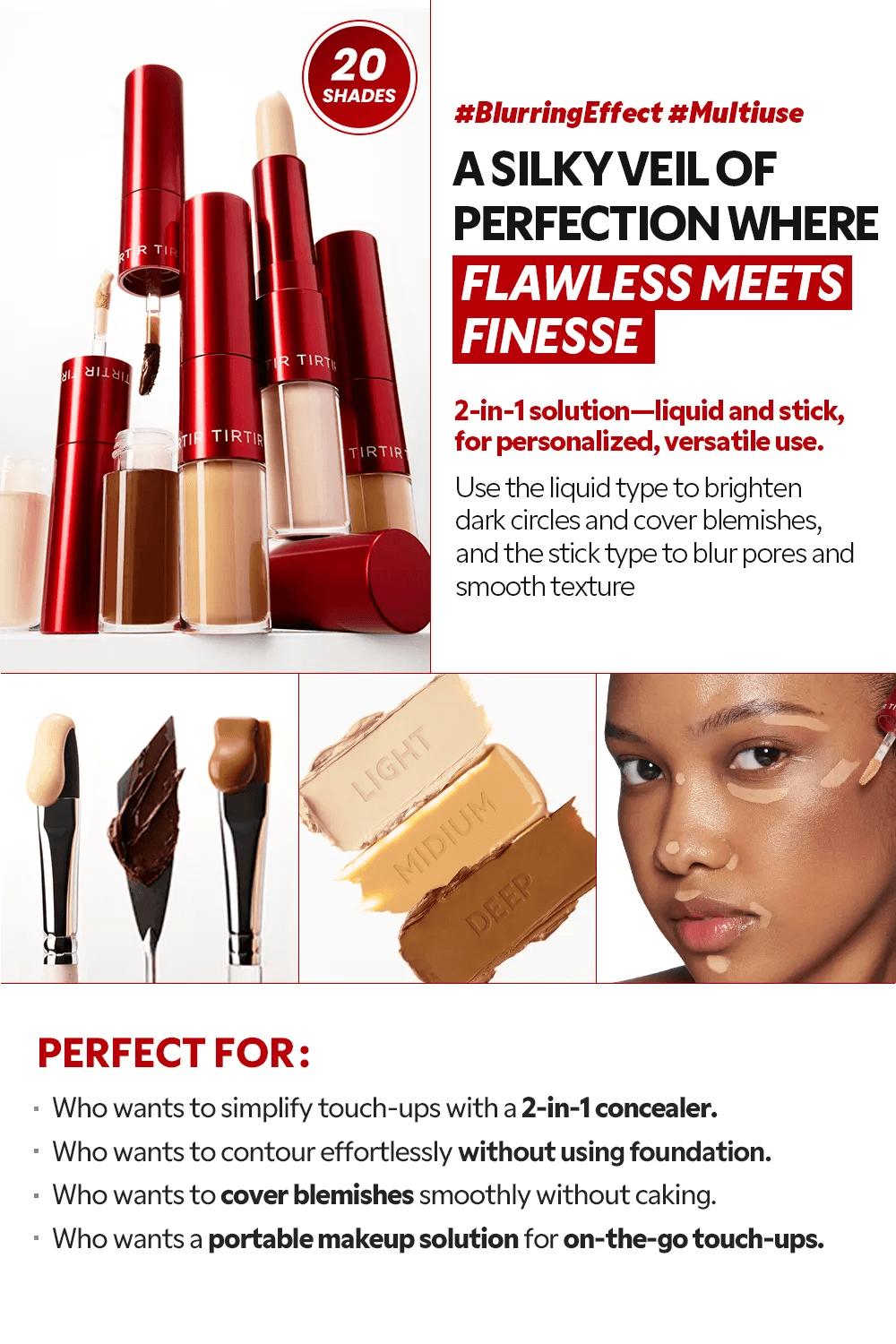 [20colors] TIRTIR Glide & Hide Blurring Concealer 0.28 oz.(8g) detail 2