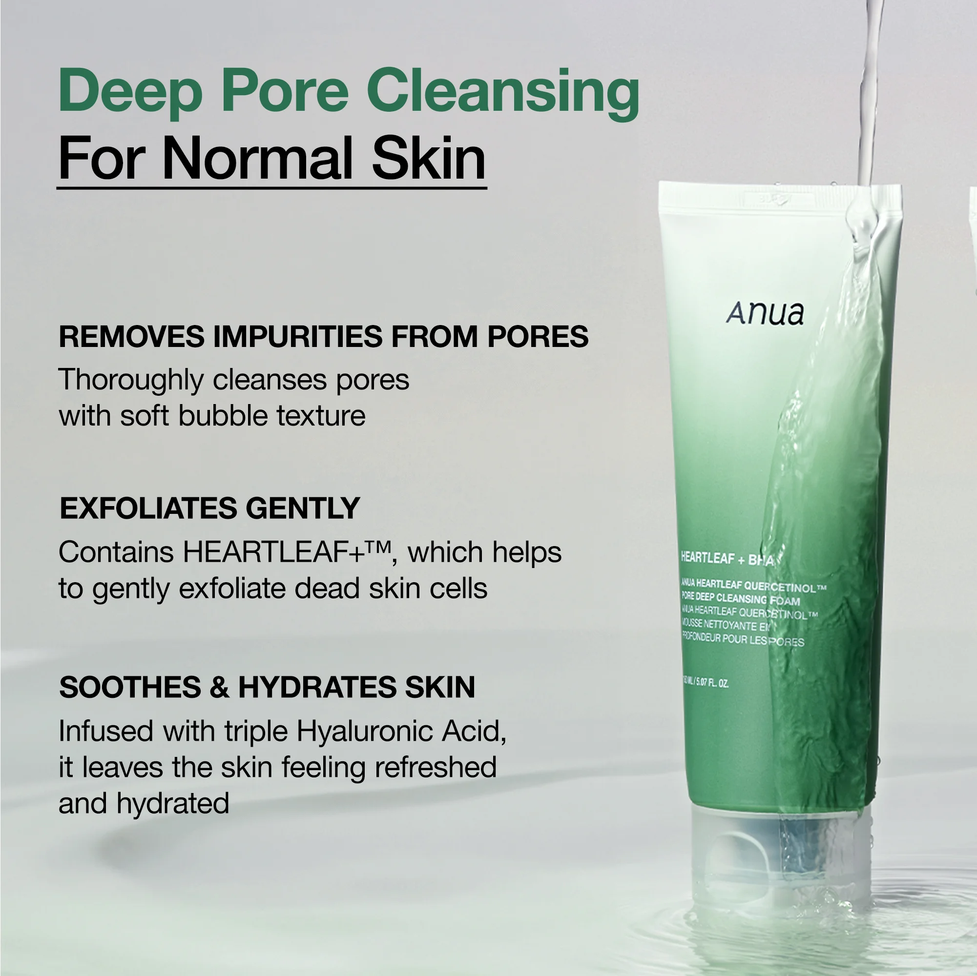 Anua Heartleaf Quercetinol Pore Deep Cleansing Foam 5.07 fl. oz.(150ml) detail 2