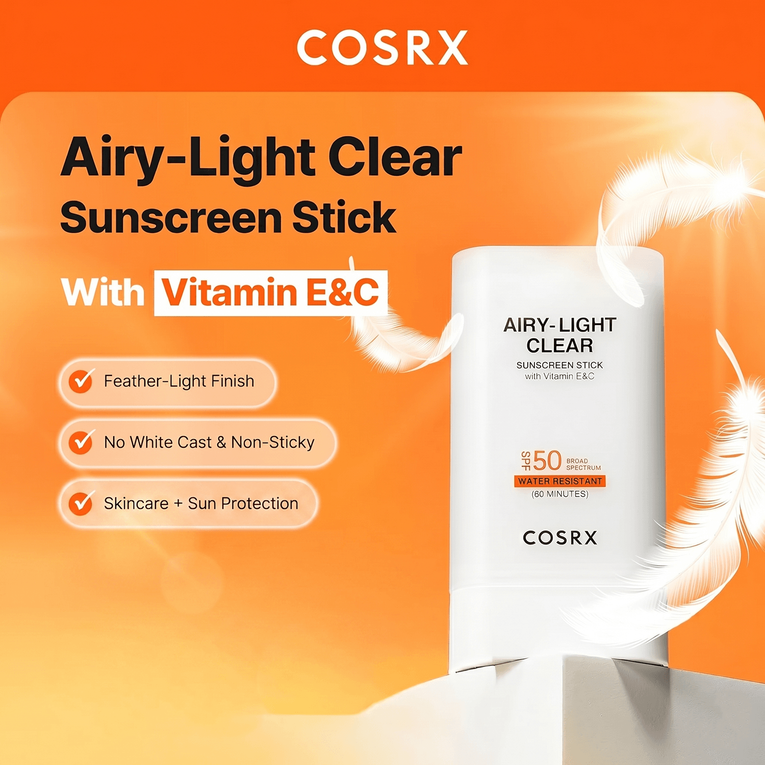 COSRX Airy-light Clear Sunscreen Stick 0.67 oz.(19g) detail 1