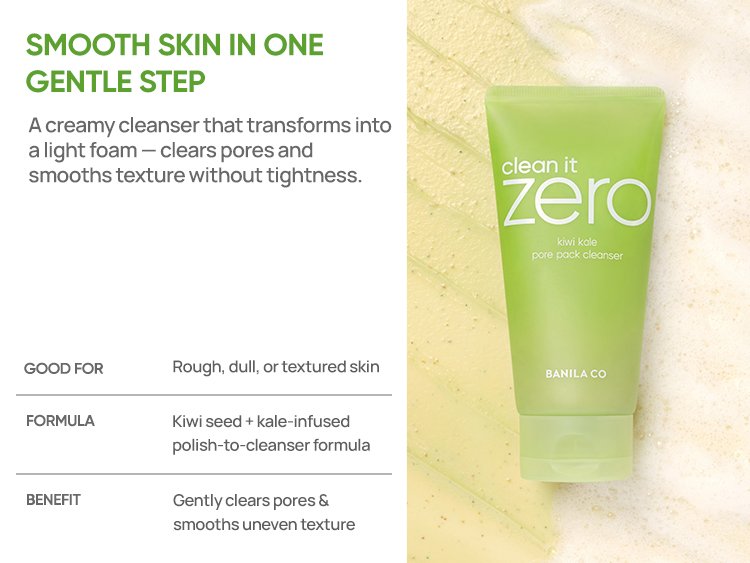 BANILA CO Clean It Zero Kiwi Kale Pore Pack Cleanser 6.35 oz.(180g) detail 2