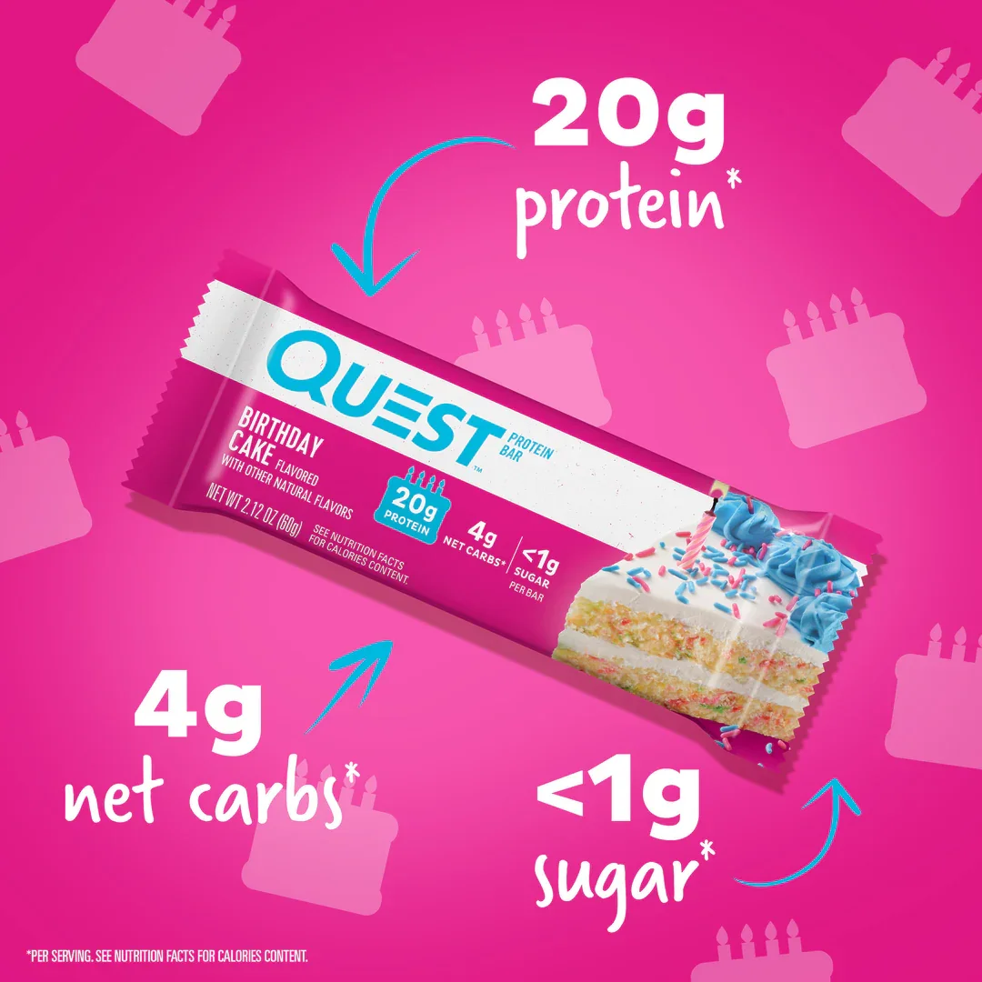 Quest Protein Bars Birthday Cake Net Wt 2.12 oz.(60g) detail 1