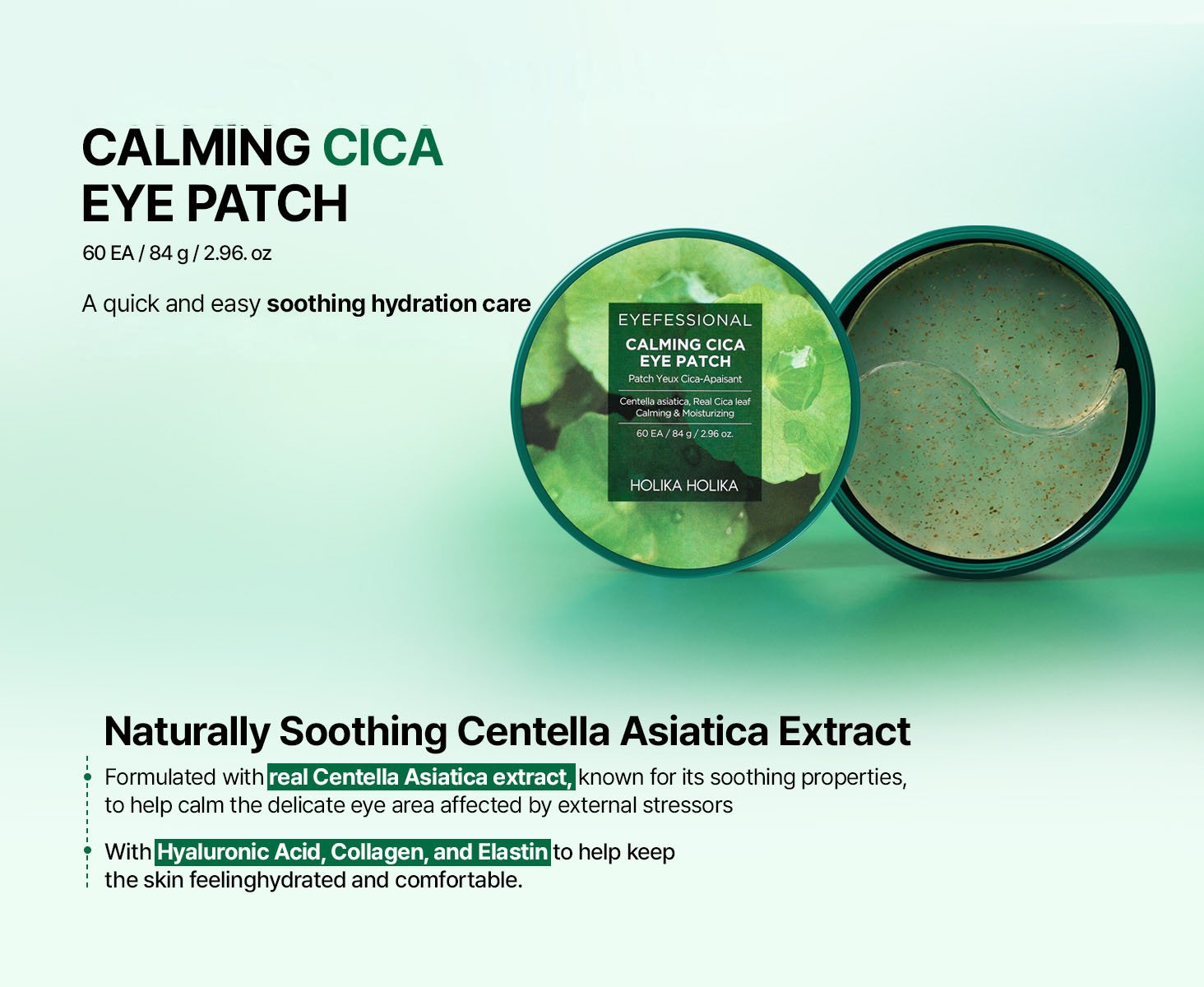 Holika Holika Eyefessional Calming Cica Eye Patch 60 patches 2.96 oz.(84g) detail 1