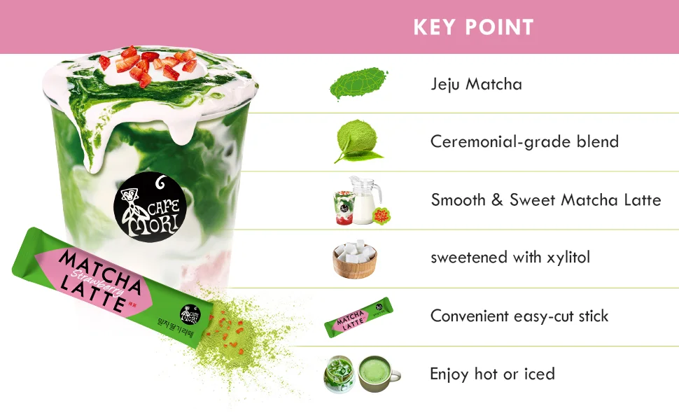 JARDIN Roastique Cafe Mori Strawberry Matcha Latte 0.77 oz.(21.8g) x 10sticks detail 2