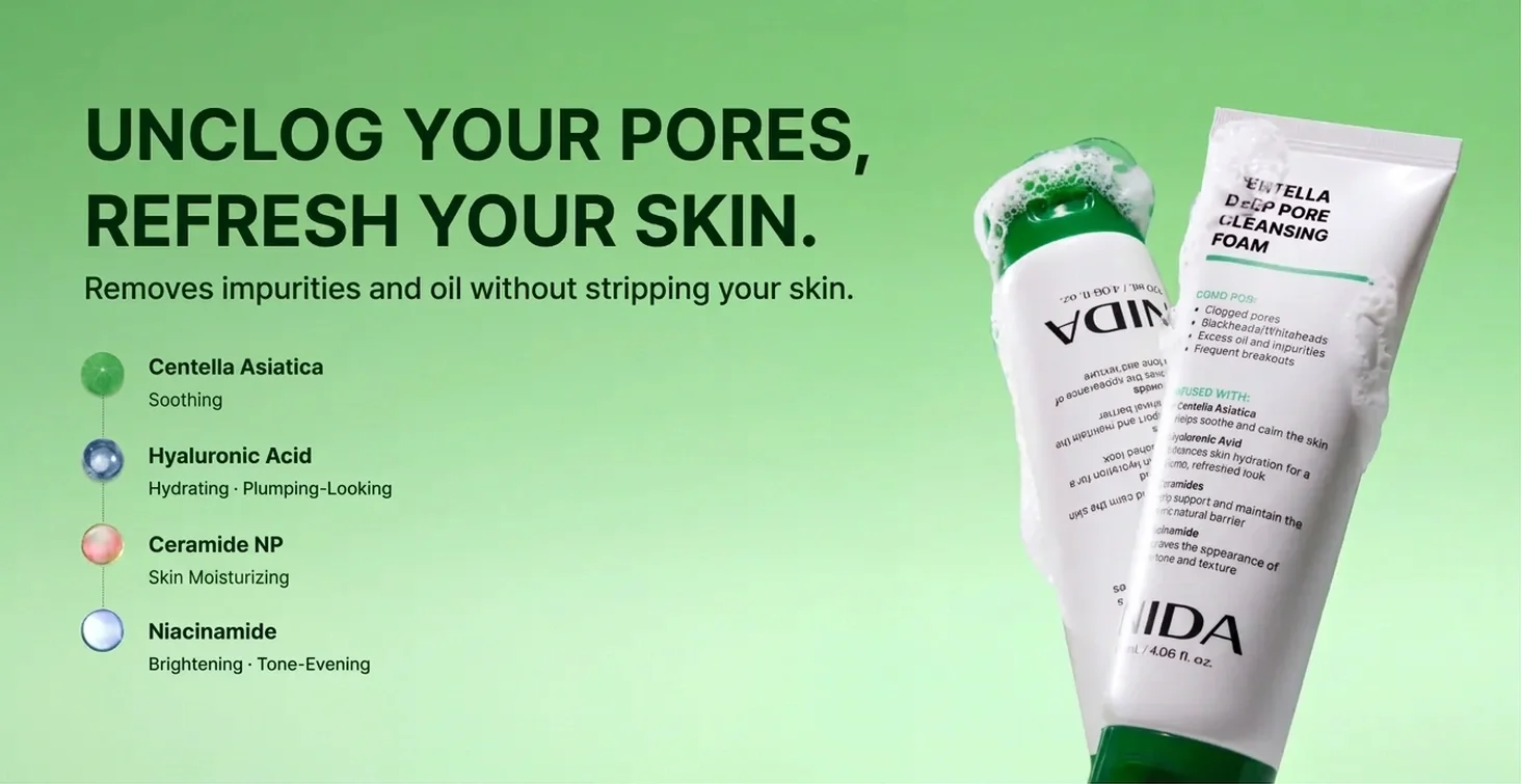 NIDA Centella Deep Pore Cleansing Foam 4.06 fl. oz.(120ml) detail 3