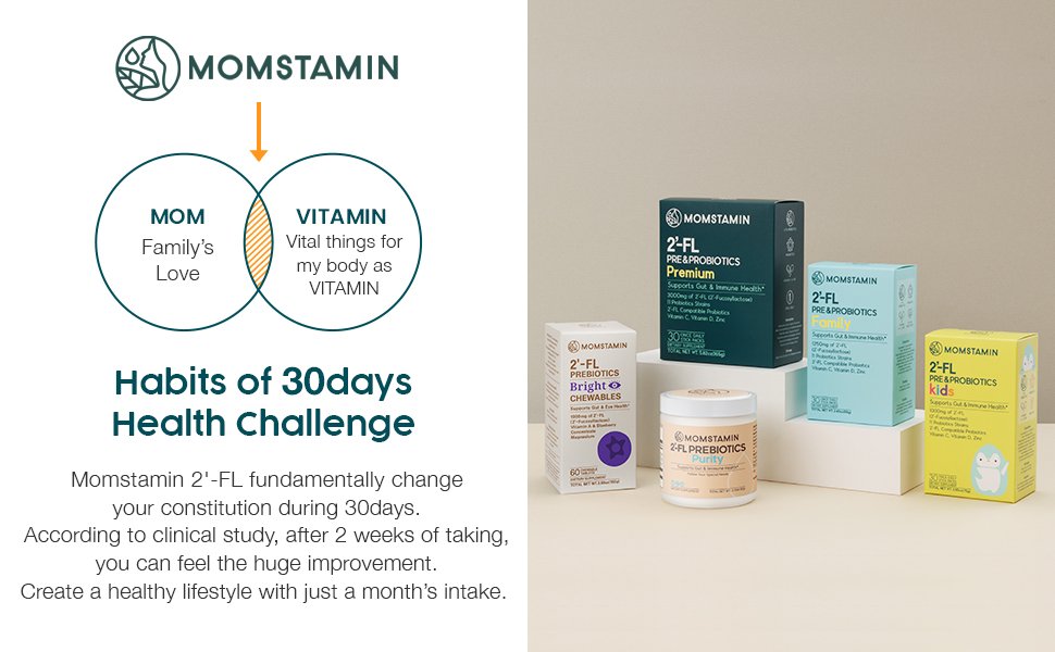 MOMSTAMIN HMO 2'-FL Prebiotic Probiotic Fiber Powder Stick 0.19 oz.(5.5g) x 30ea detail 1