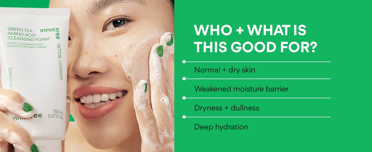 innisfree Green Tea Amino Acid Cleansing Foam 5.07 fl. oz.(150ml) detail 2
