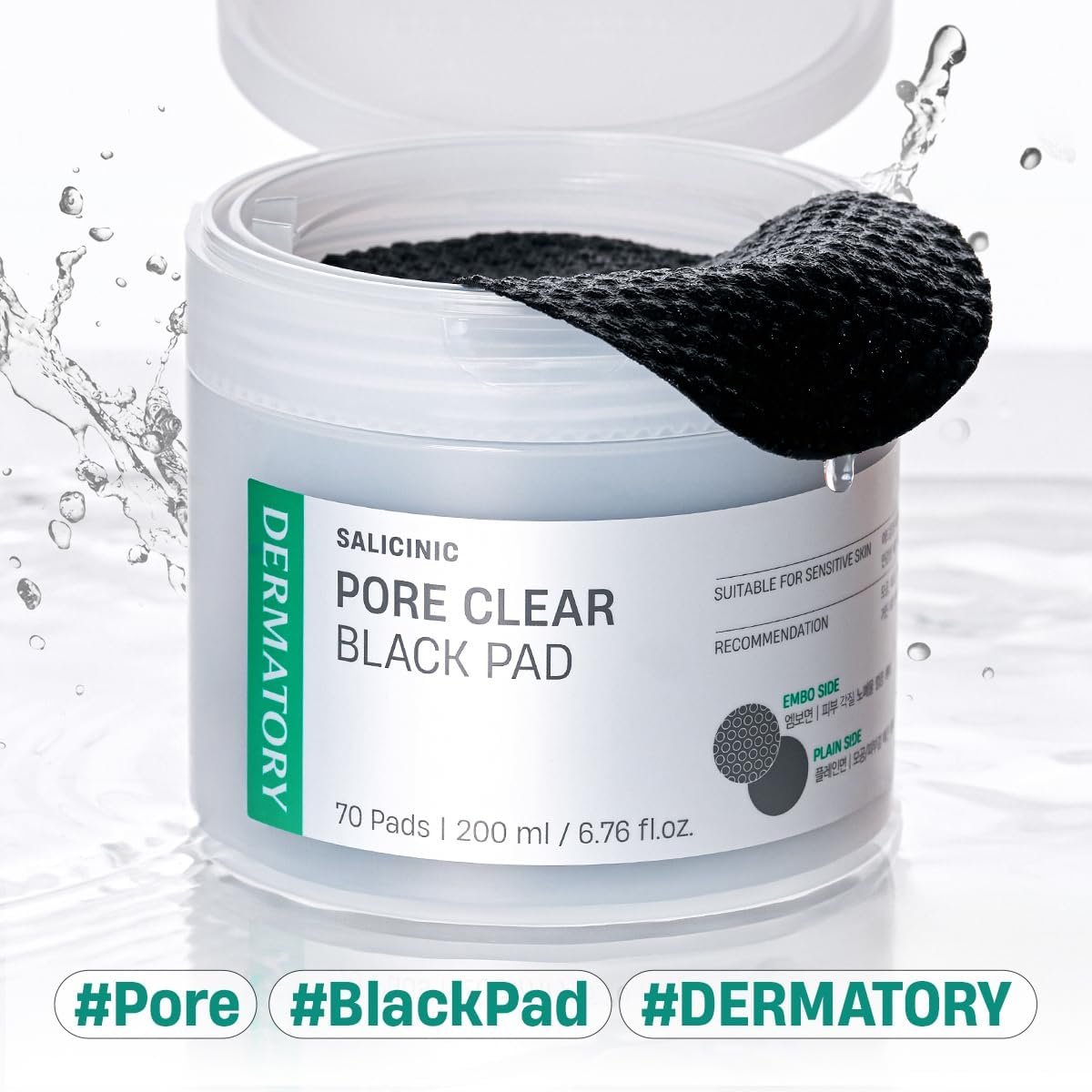 DERMATORY Salicinic Pore Clear Black Pad 6.76 fl. oz.(200ml) x 70ea detail 1