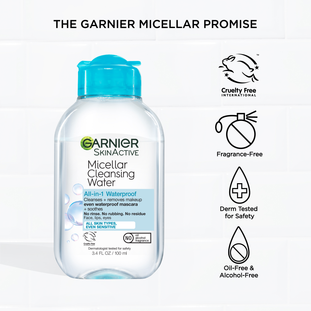 Garnier SkinActive Micellar Cleansing Water and Waterproof Makeup Remover 3.4 fl. oz.(100ml) - Image 6 of 8