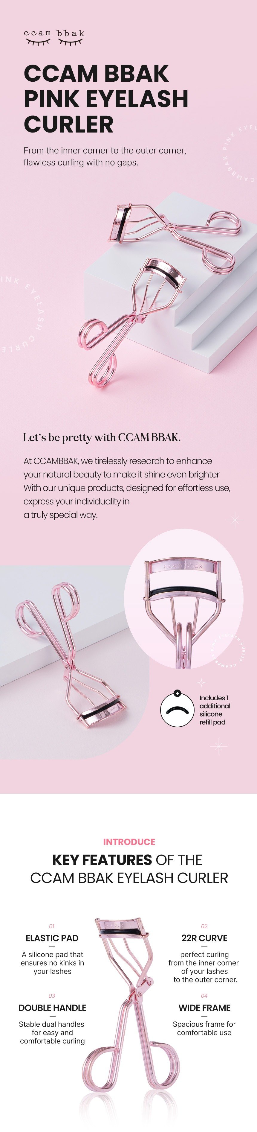 ccambbak Pink Eyelash Curler detail 1