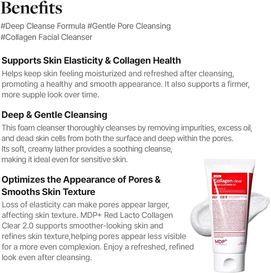 MDP Red Lacto Collagen Clear Foam Cleanser 2.0 4.05 fl. oz.(120ml) detail 2