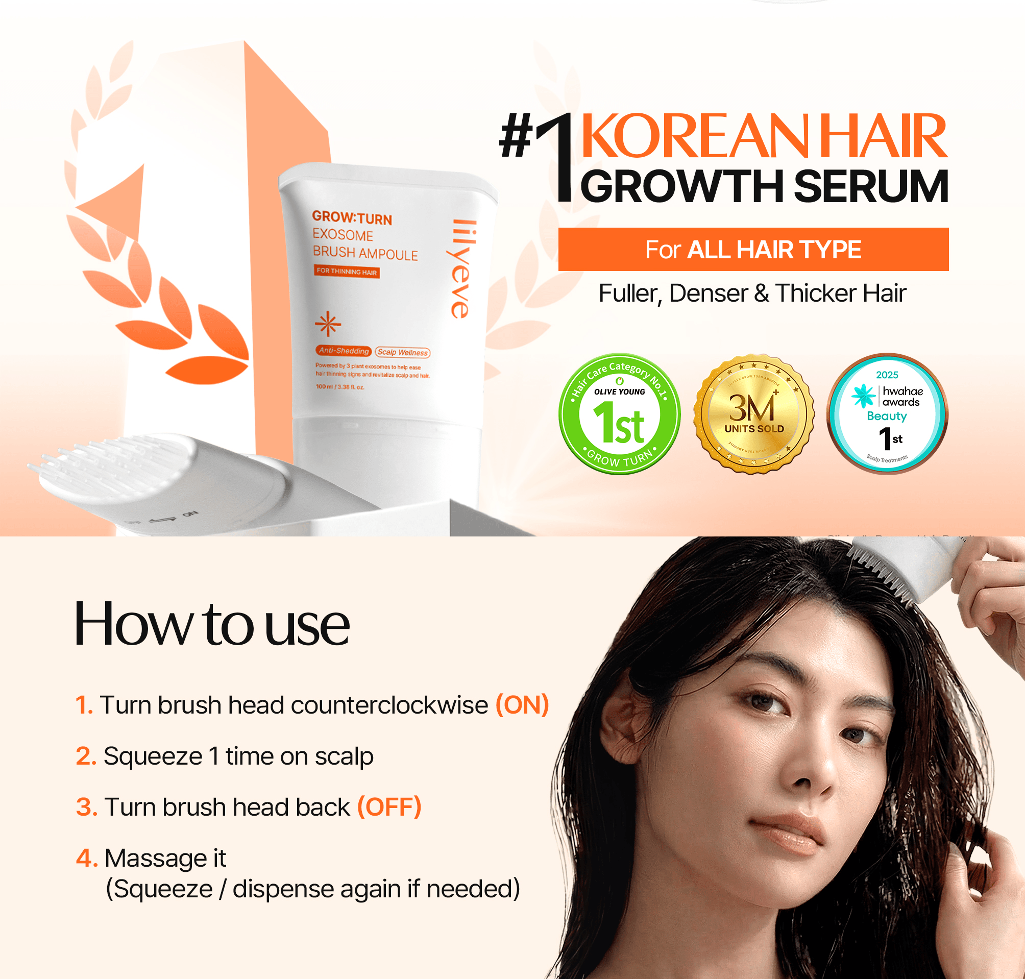 lilyeve Grow:turn Exosome Brush Ampoule 3.38 fl. oz.(100ml) detail 1